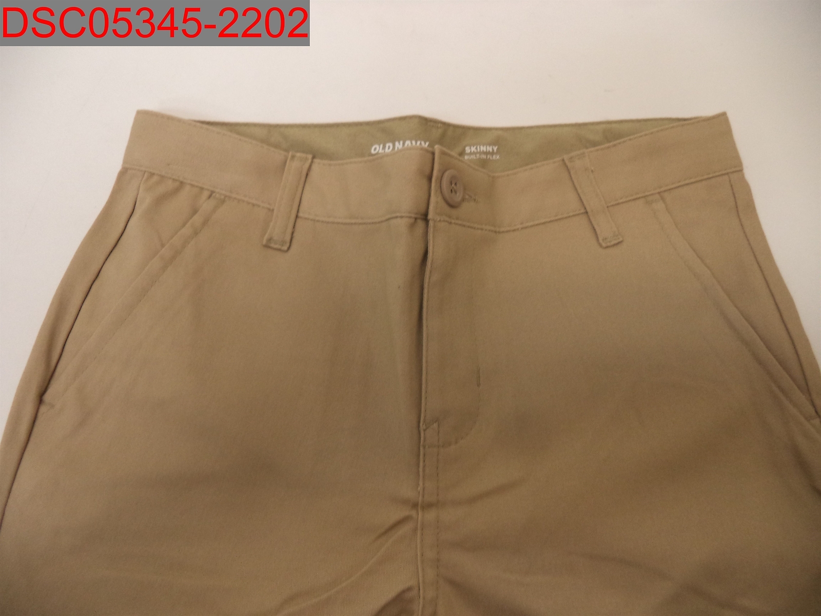 Old Navy Boys Khaki Skinny Built In Flex Adjustable Waist Uniform Pant, Size 10