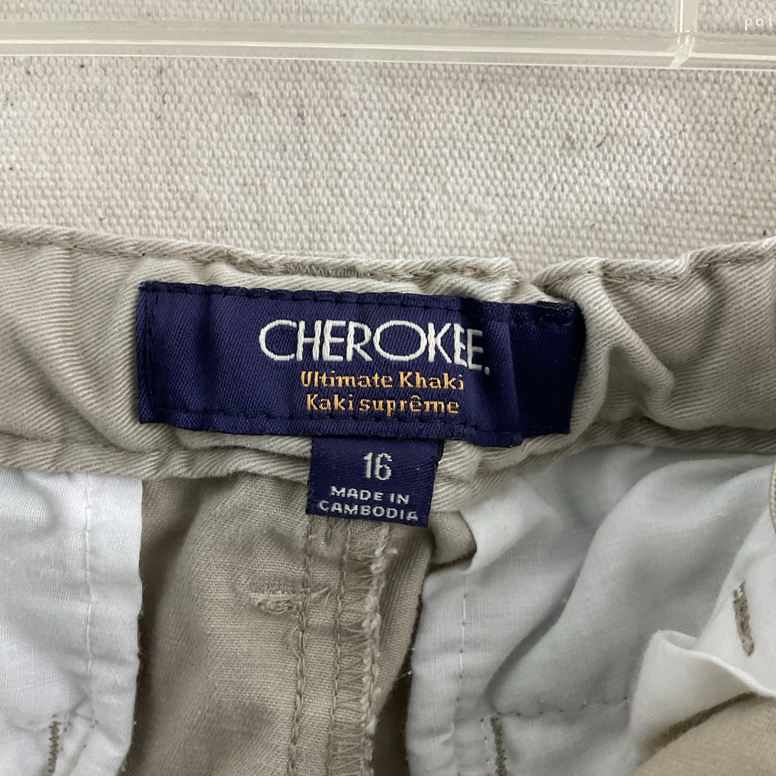 Cherokee Size 16 Cotton Boys Beige Pants Adjustable Waist Pockets – lot 2 styles
