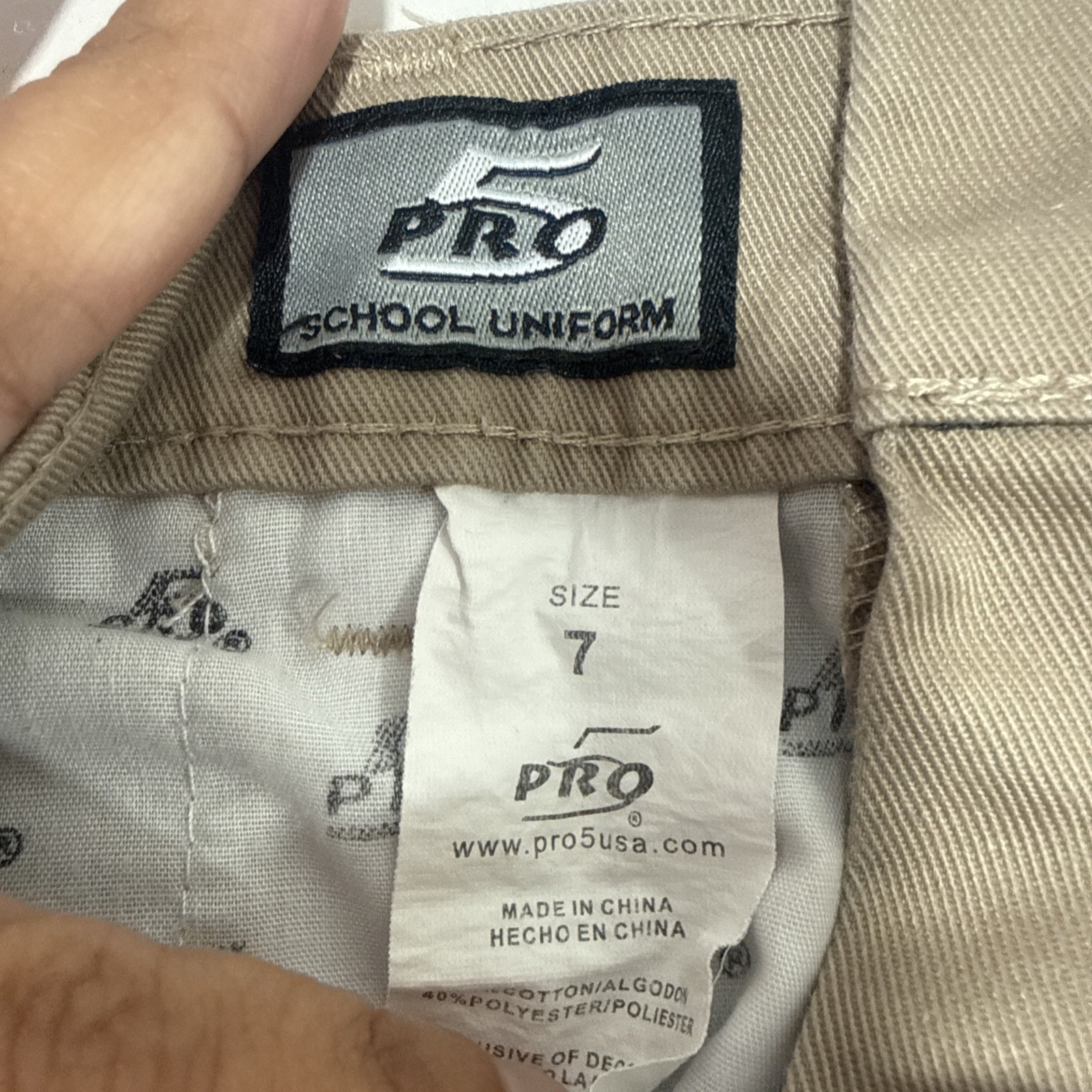 Pro 5 School Uniform Boy Pants Size 7 Navy And Khaki Polyester & Cotton Pants