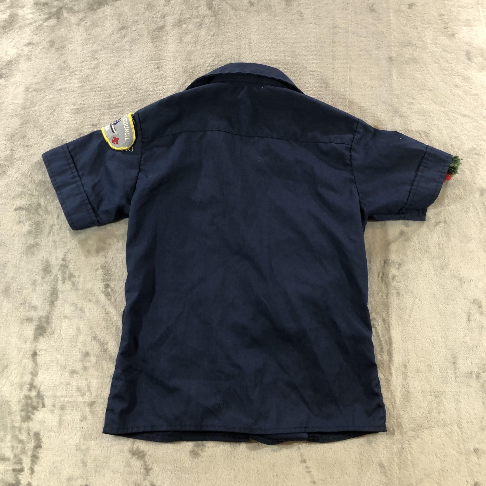 Vintage Boy Scouts Of America Shirt Youth Small Blue Uniform Patches 1980s