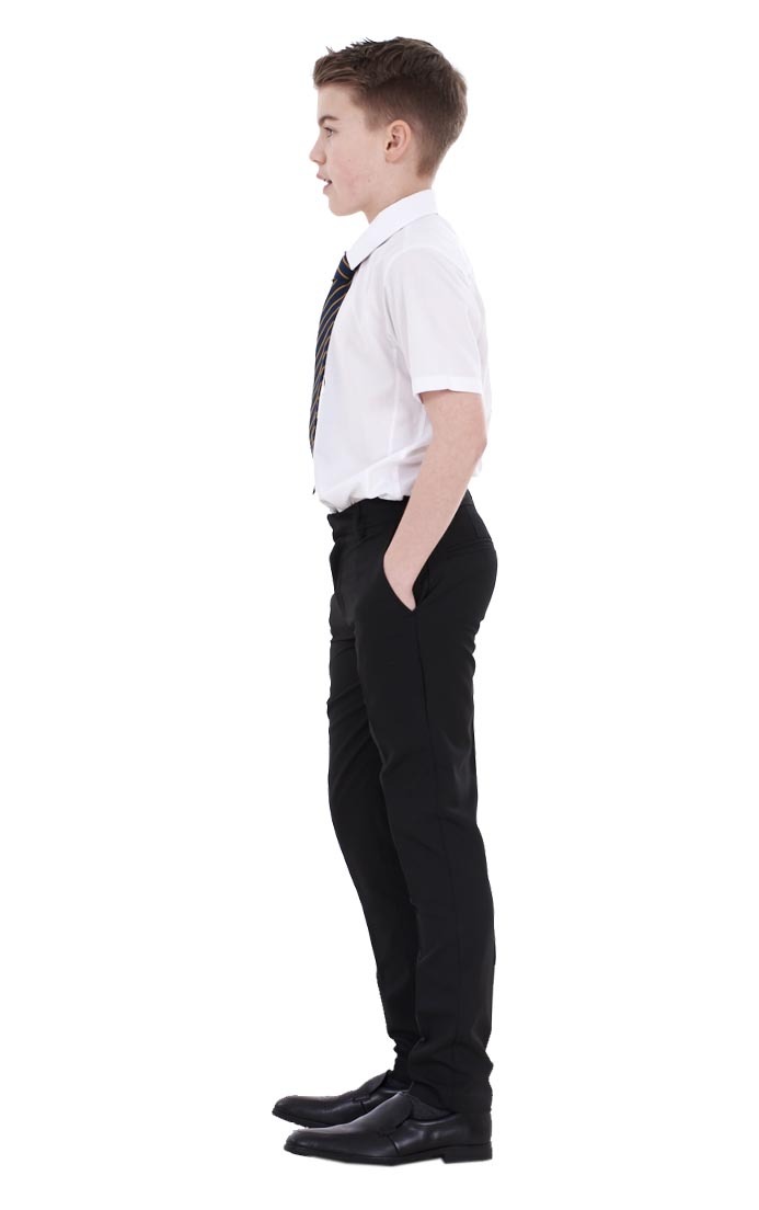 Boys ex BHS Slim Fit Skinny Grey Adjustable Waist Black School Trousers
