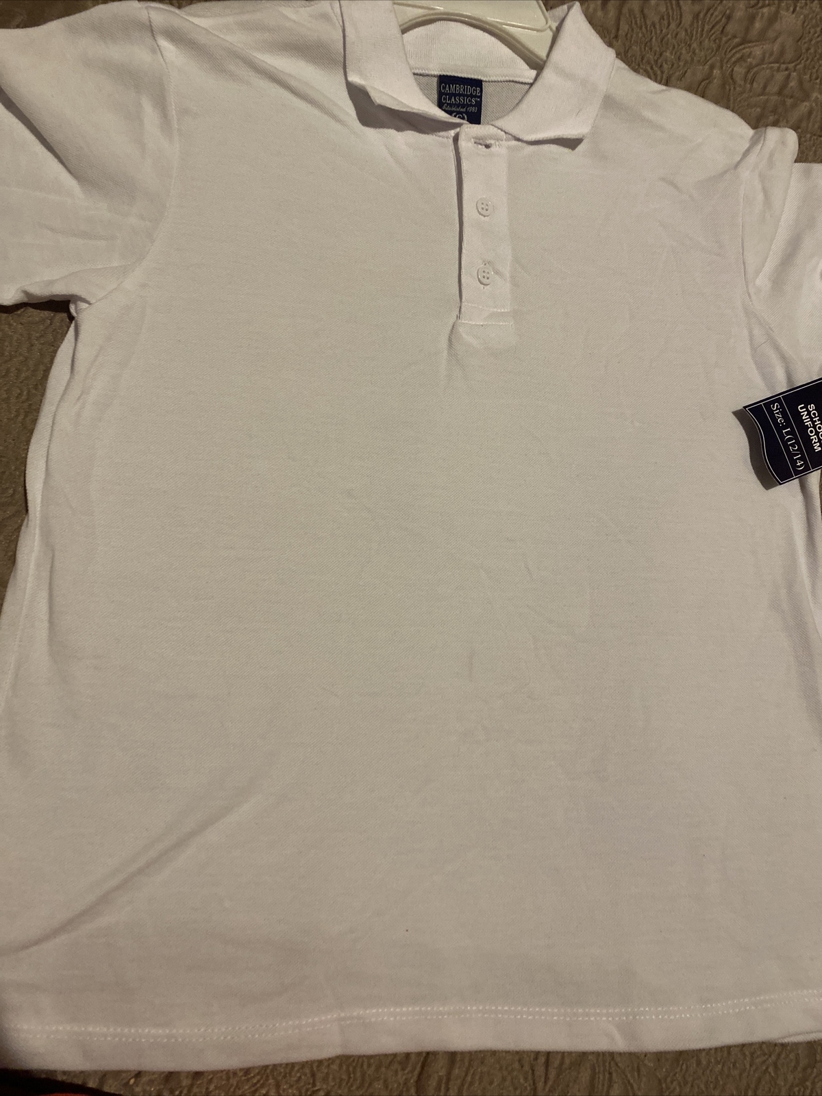 CAMBRIDGE CLASSICS kids White polo school uniform L (12/14)