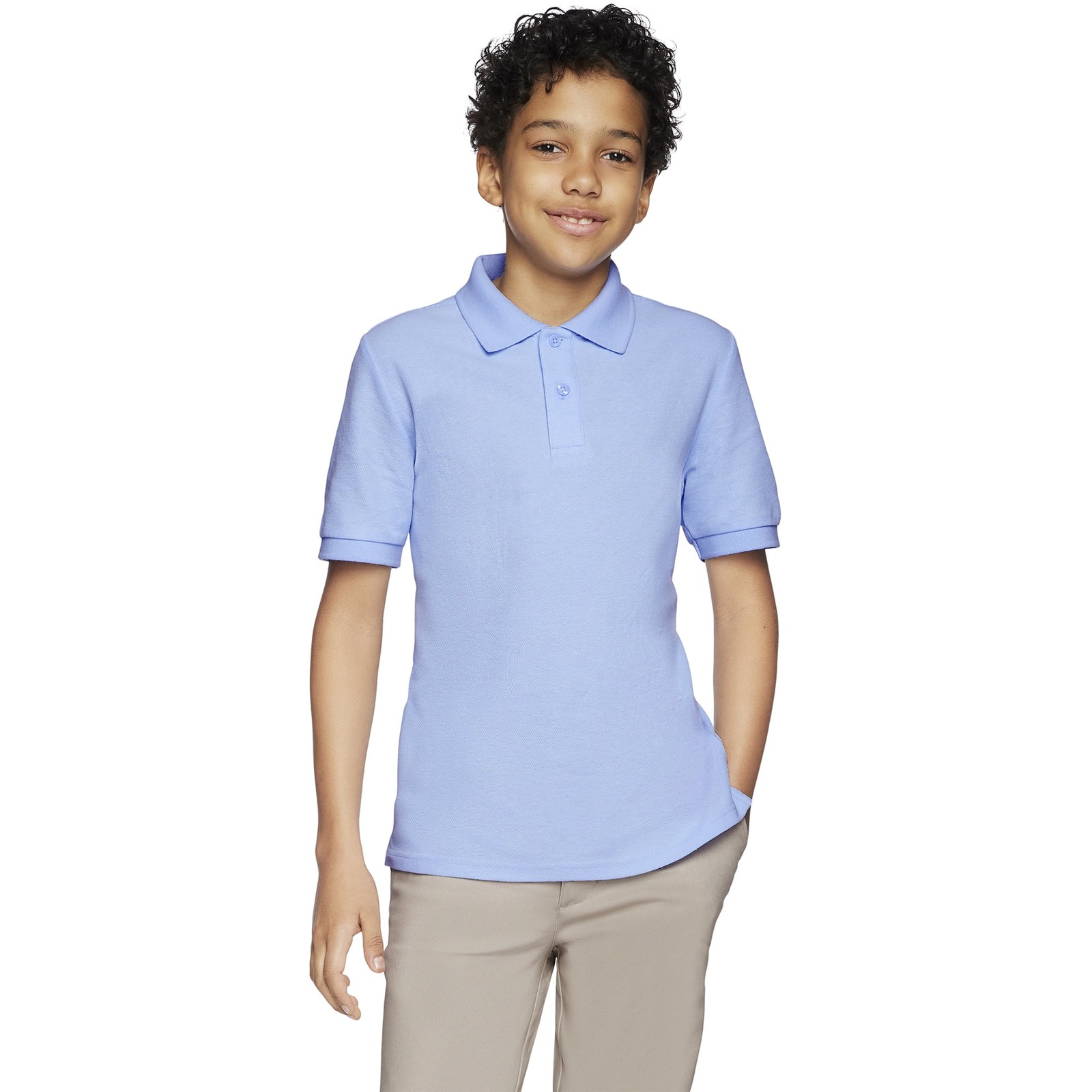Wonder Nation Boys Size L Blue School Uniform Pique Polo Shirts 2-Pack –EB6–