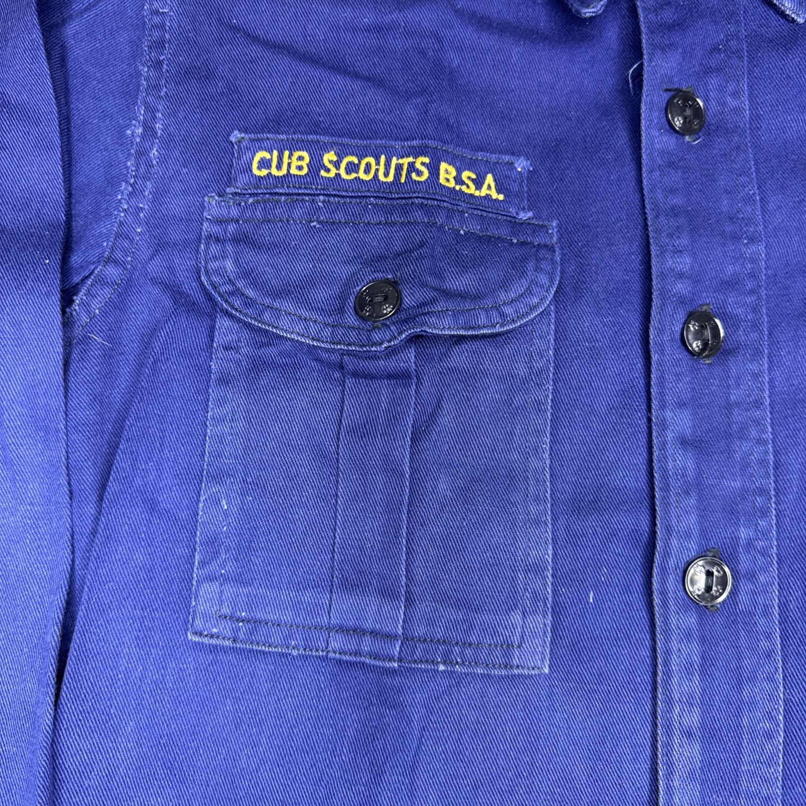 VINTAGE Cub Scouts BSA Shirt Blue Uniform w/ Patches Pins Hat Scarf Plus 50s