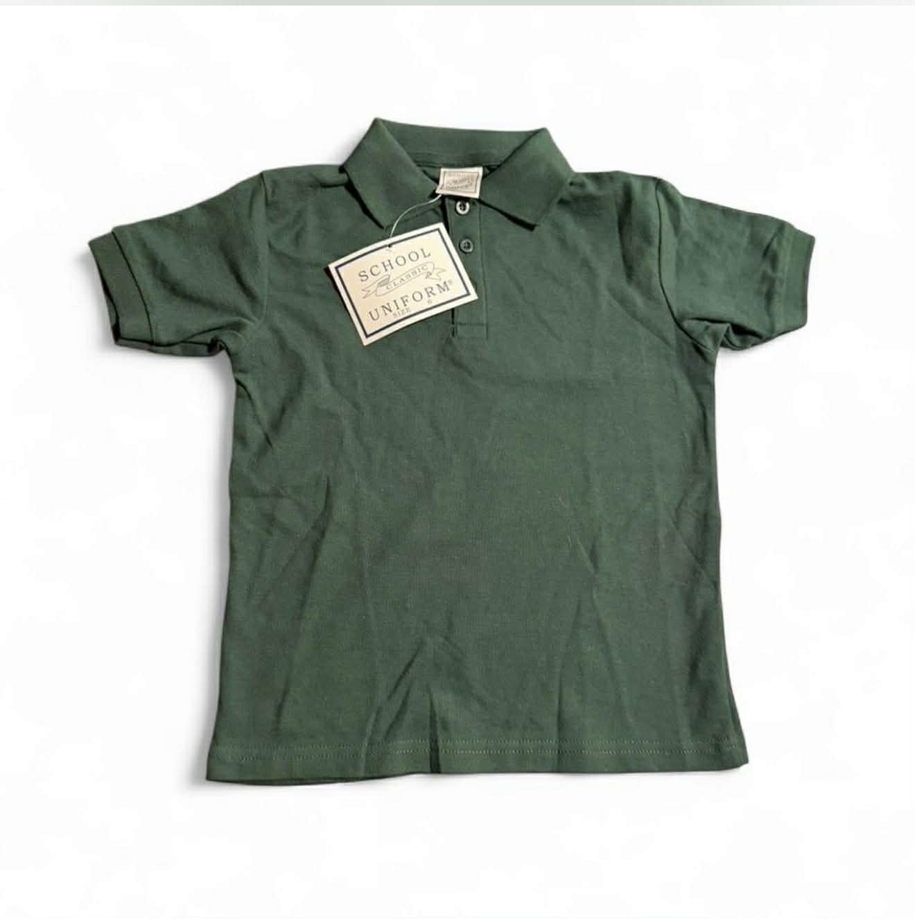 Kids Size 6 Green Short Sleeve Polo New With Tags School Uniform Classic Brand