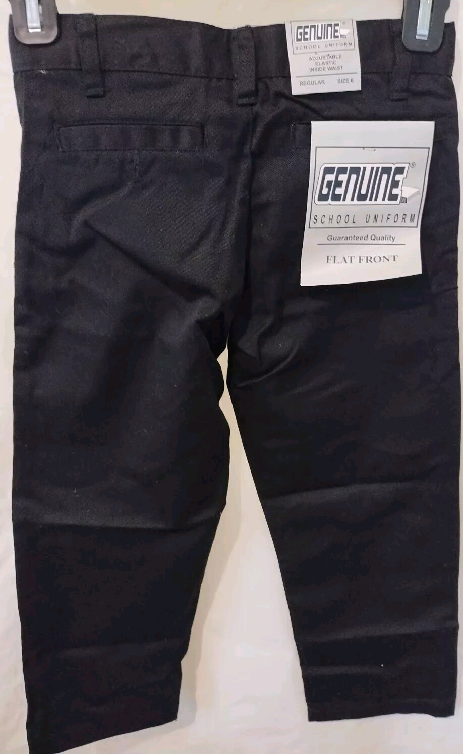 NWT GENUINE FLAT FRONT BLACK SCHOOL UNIFORM PANTS JUNIORS SIZE 6 (REGULAR)