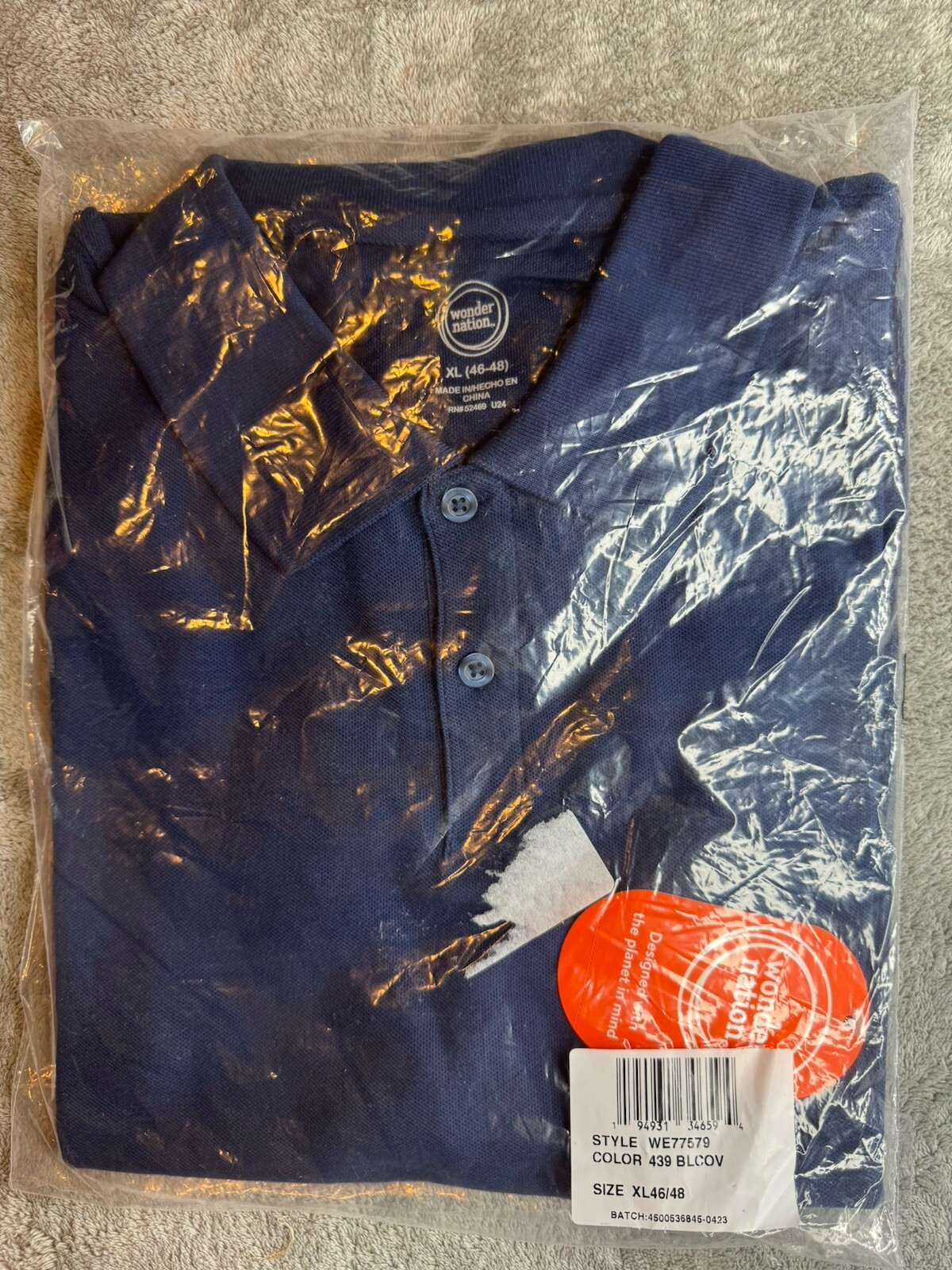 Wonder Nation XL (46-48) Young Mens SS Polo Blue School Uniform