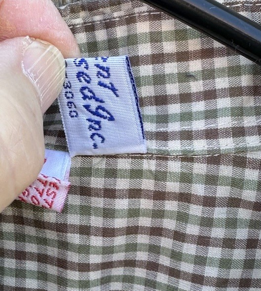 ORIENT EXPRESSED Size 7 Button Down Dress Shirt Brown Green Tiny Gingham