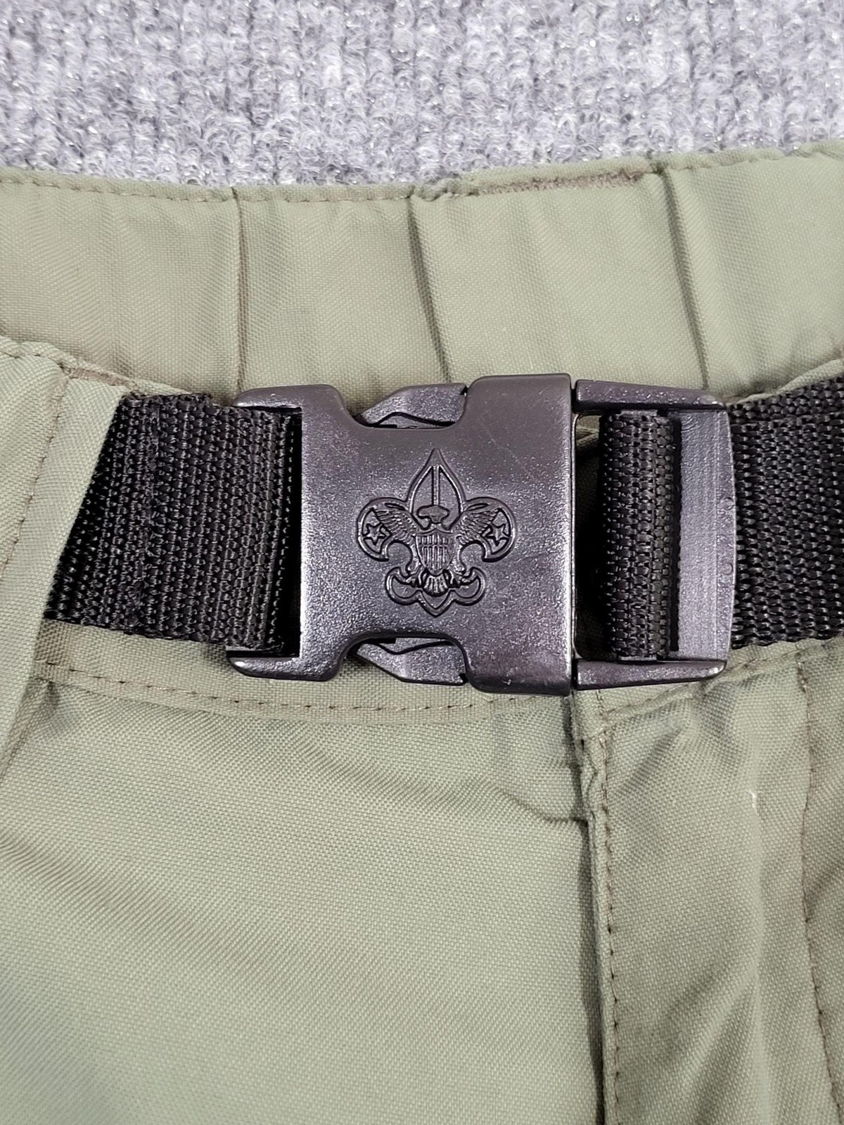Boy Scouts Of America Shorts Youth XL Green Switchback Cargo Belted Uniform Logo