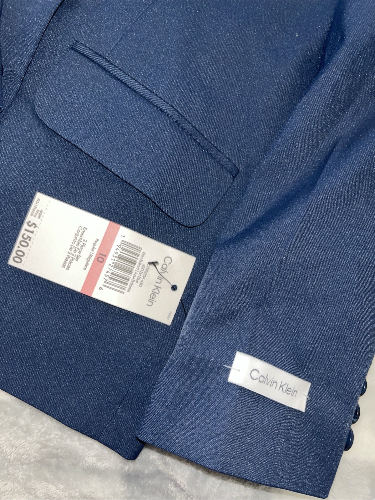 Calvin Klein Kids Blazer Size 10 Navy Blue Button Up Long Sleeve