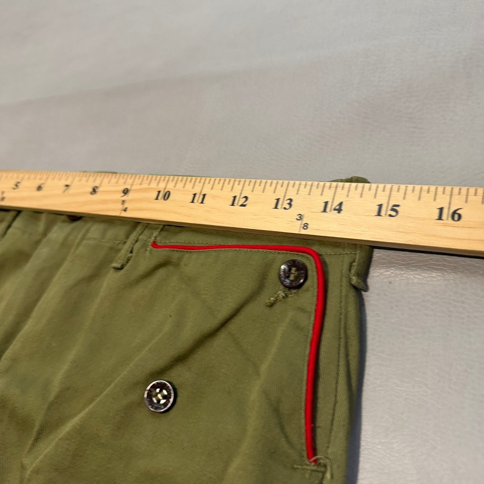 VTG Boy Scouts of America BSA Olive Union Made Uniform Pants Red Trim Kids 28×27