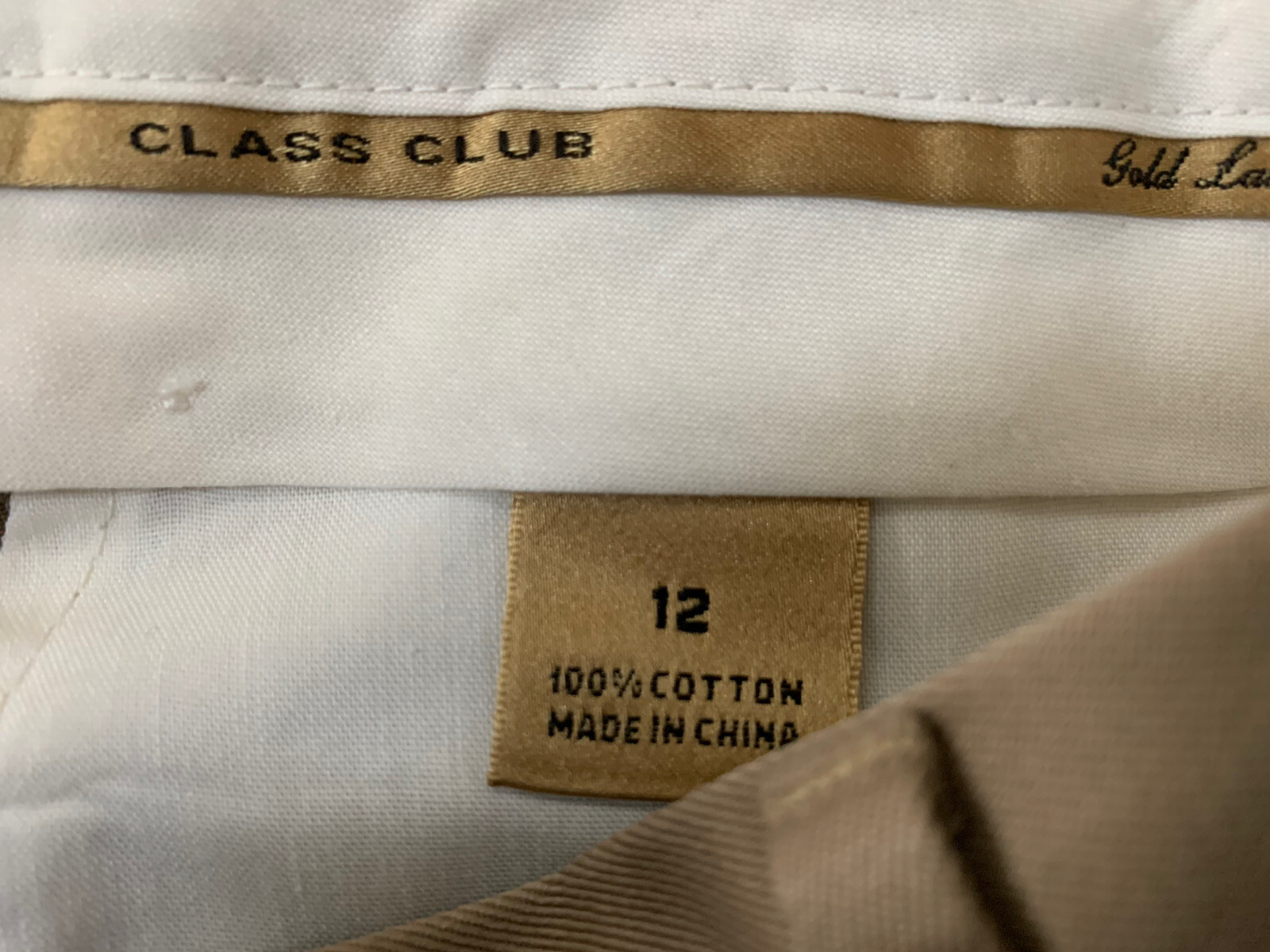 Class Club Flat Front Khaki Pants Size 12 NWOT