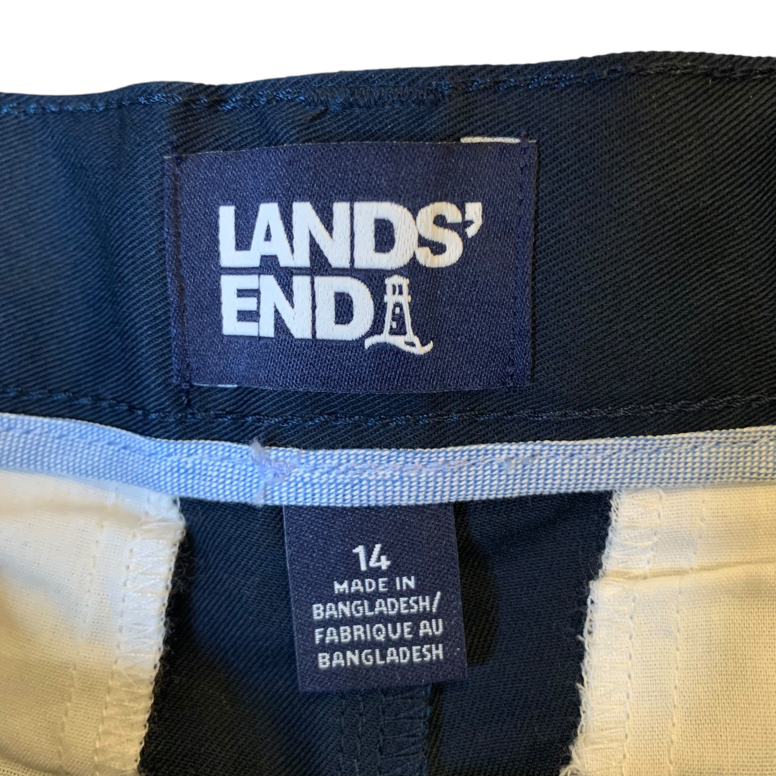 Lands’ End Boy’s Navy Blue School Uniform Shorts Size 14, 9” Inseam NWOT