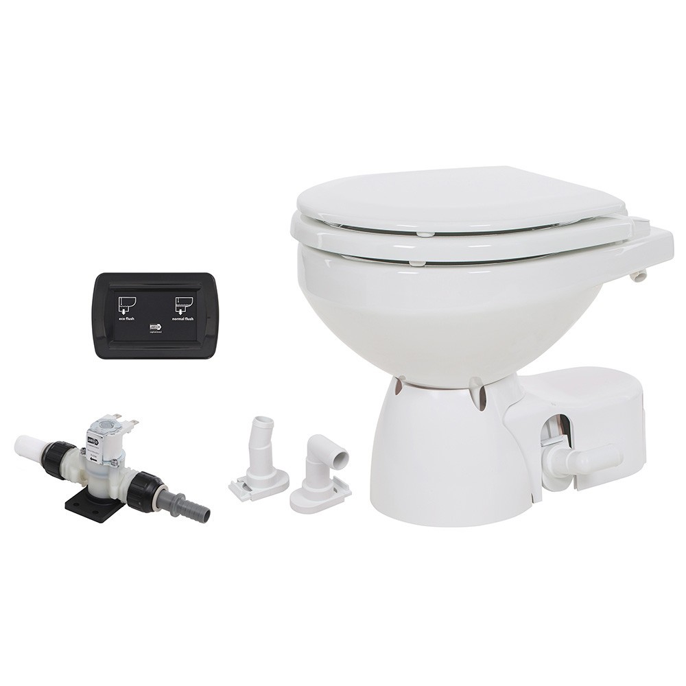 Jabsco Quiet Flush E2 Fresh Water Toilet Compact Bowl – 12V – Soft Close Lid [38