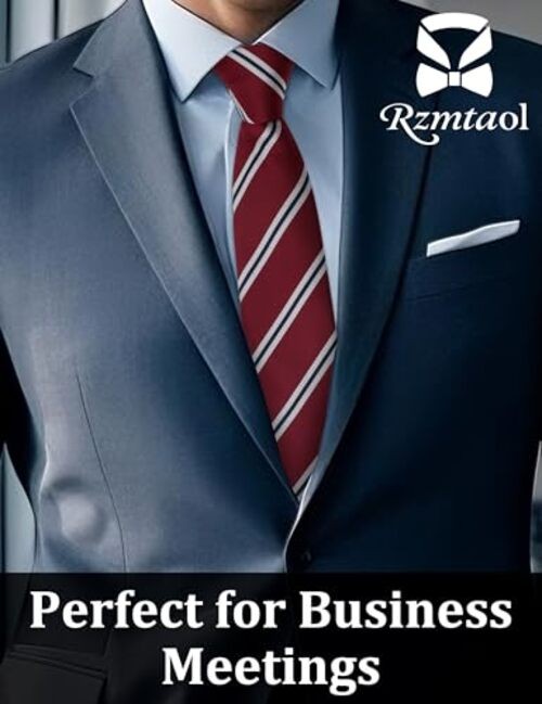 Striped Ties for Men 3.15″ Classic Plaid Pattern Mens Necktie Burgundy Striped