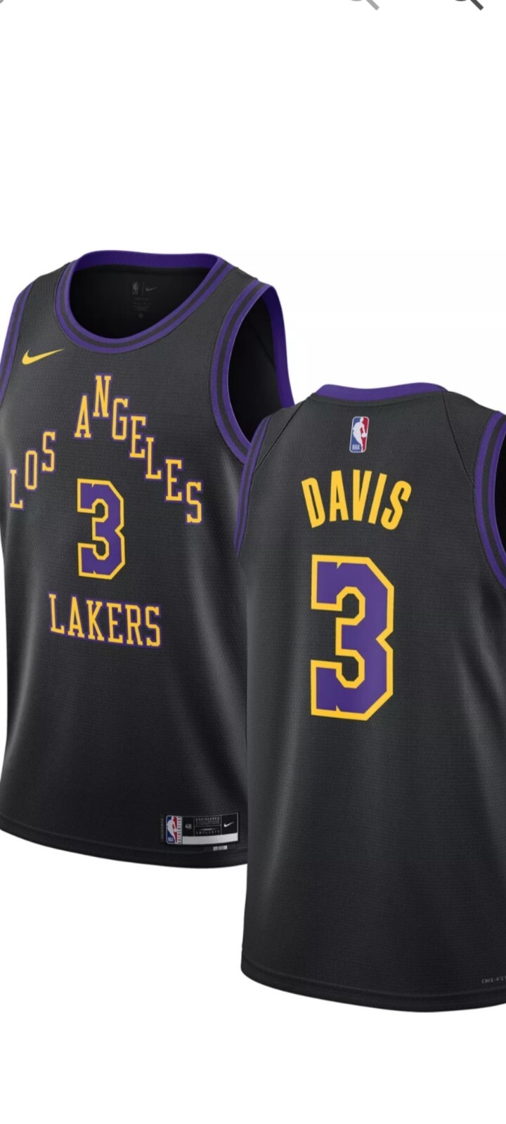 NWT Anthony Davis Lakers Nike Swingman City Edition Jersey Size Youth XL 18-20