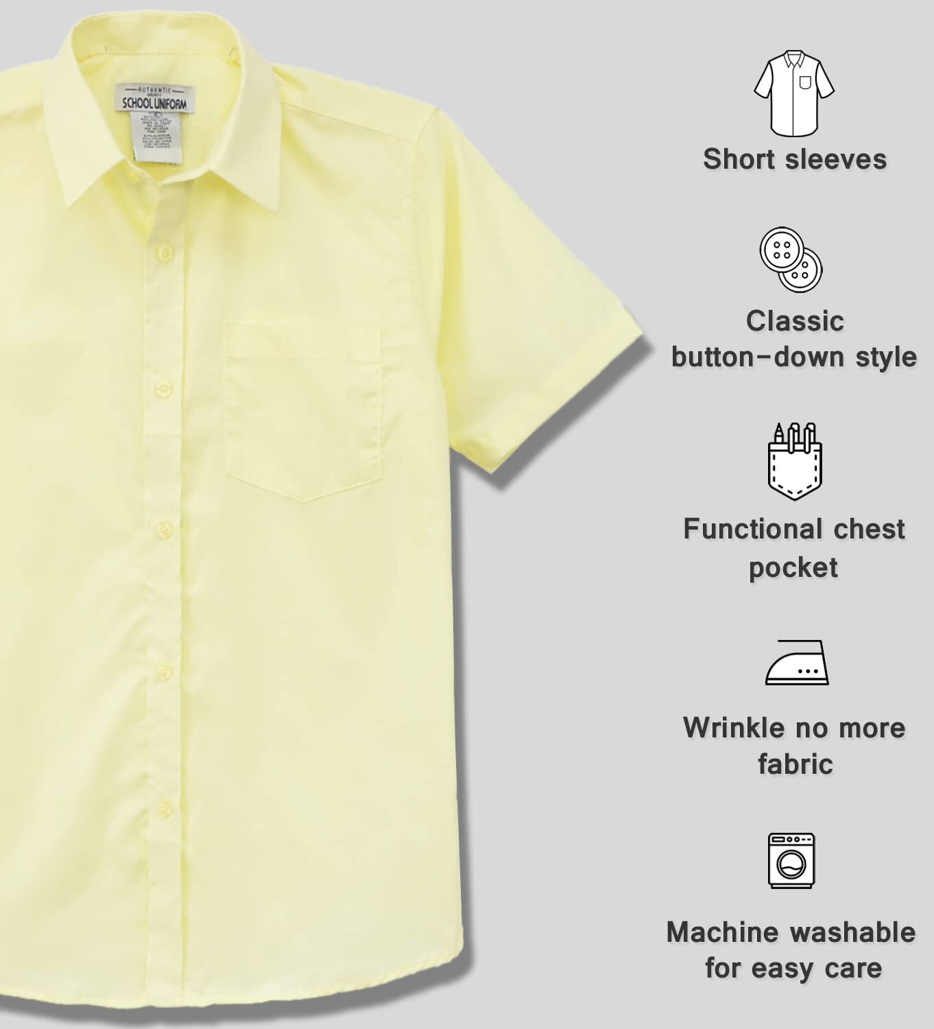 Galaxy Boys 4-20 Short Sleeve School Uniform Button Down Dress Shirt (Regular