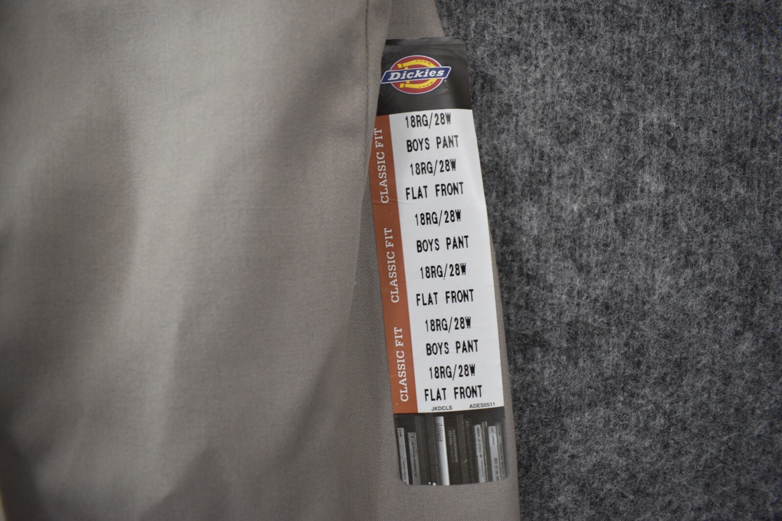 Dickies School Wear Boys 18 RG Gray Pants 26×30 Flat Front Straight Leg Uniform