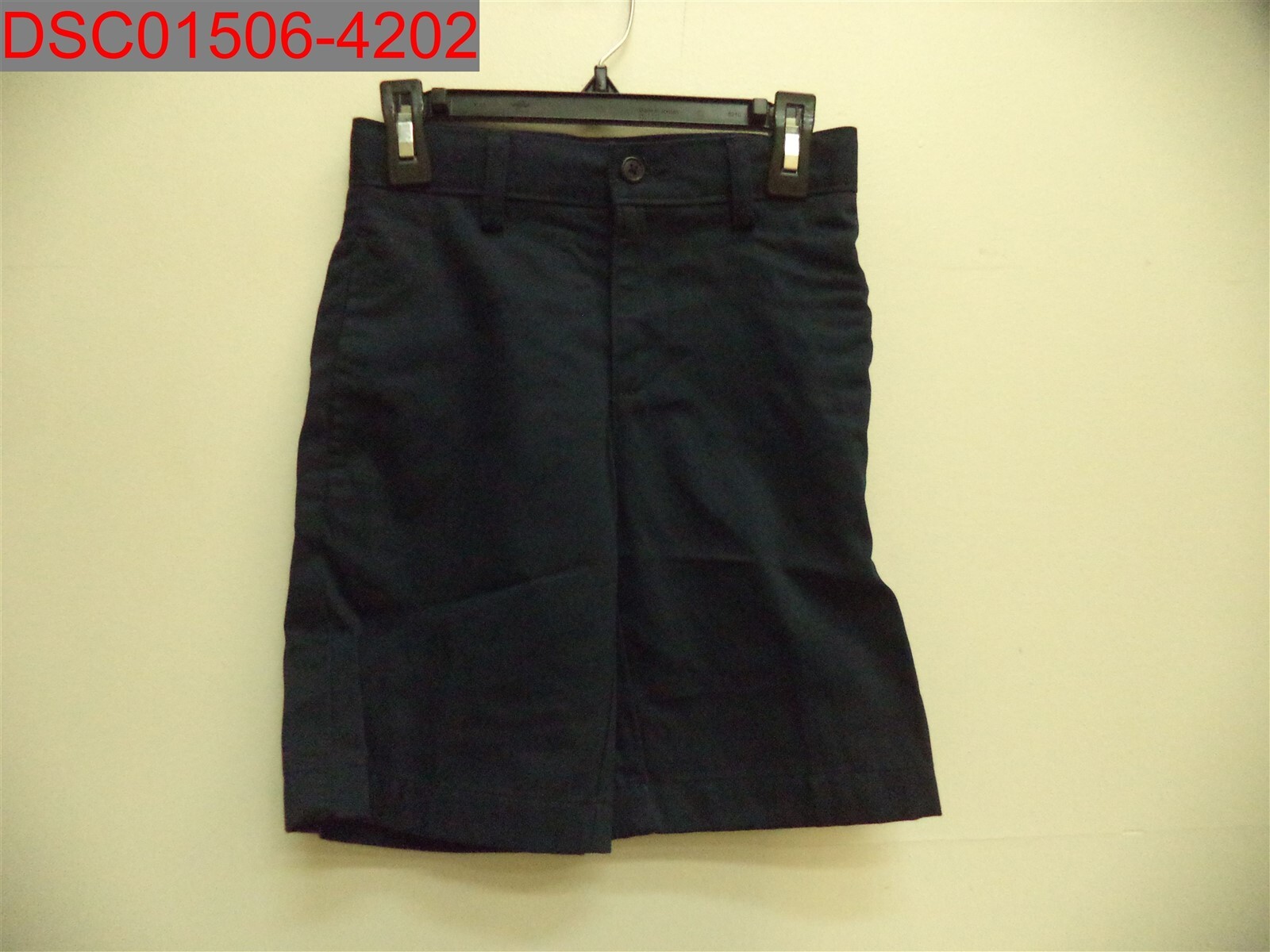 Lands End Boys Navy School Uniform Slim Front WrinkleResistant Chino Shorts 8S