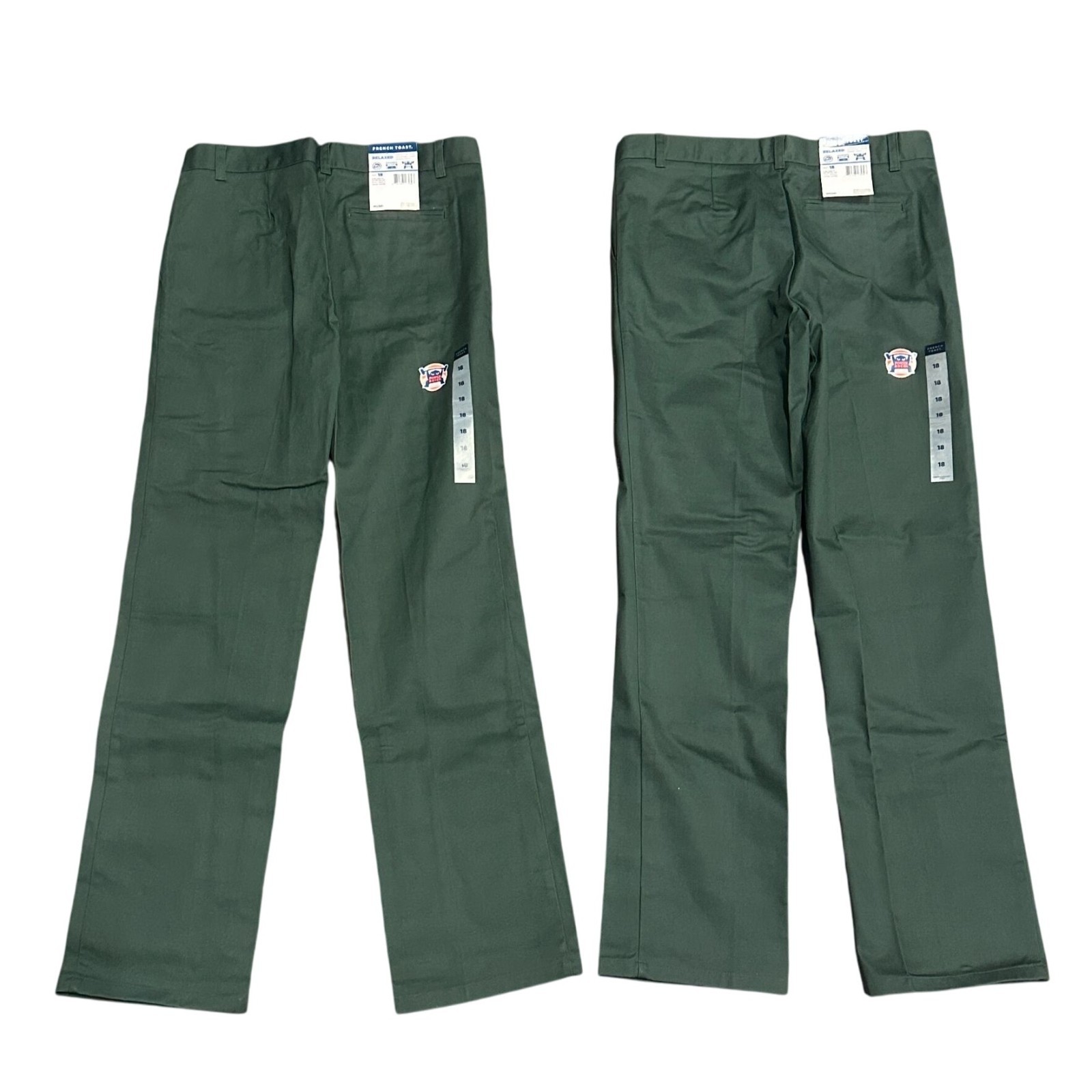 NWT French Toast Hunter Green Relaxed Fit School Uniform Pants Boys 18 Lot of 2