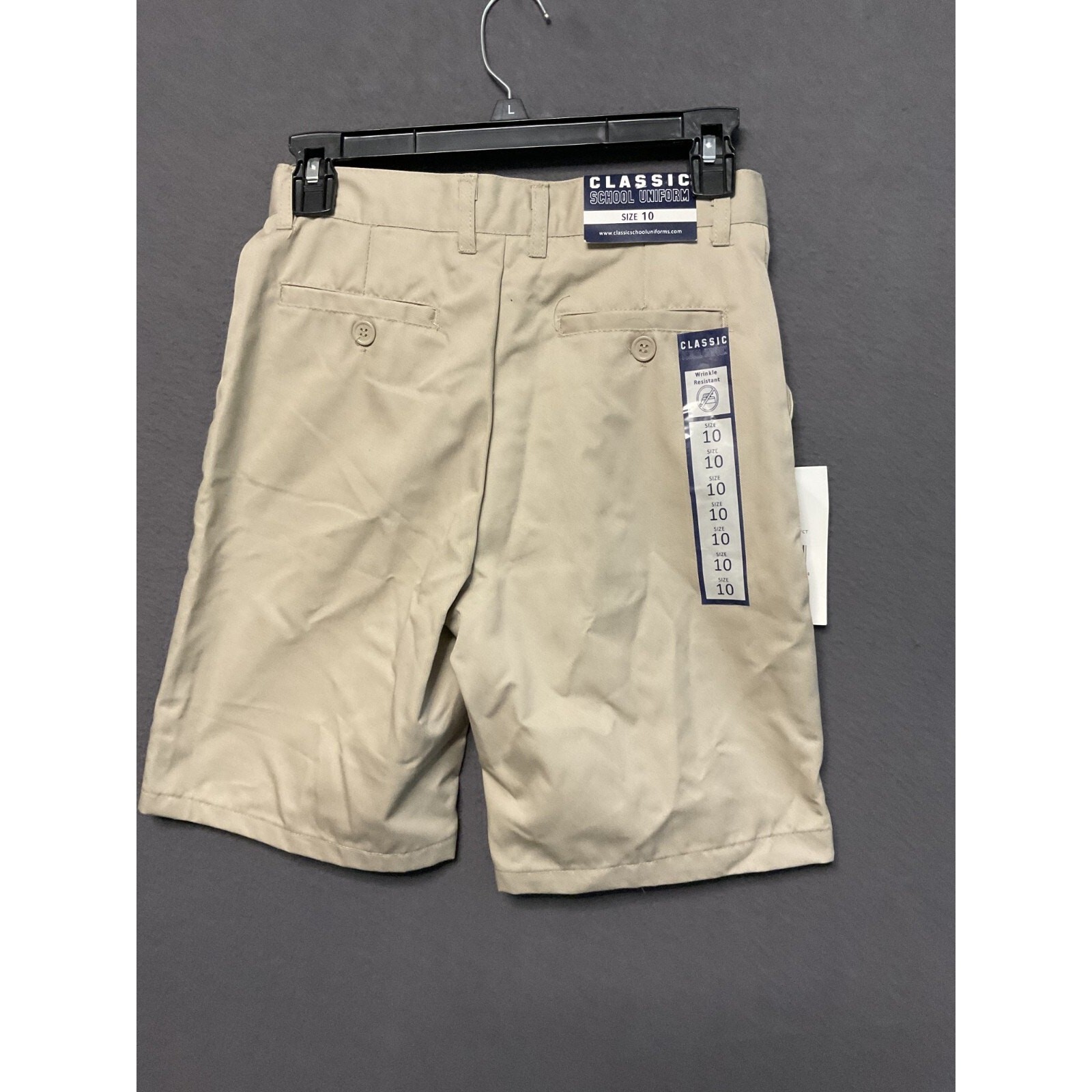 Classic School Uniform Shorts Boys 10 Khaki Flat Front Adjustable Schoolwear
