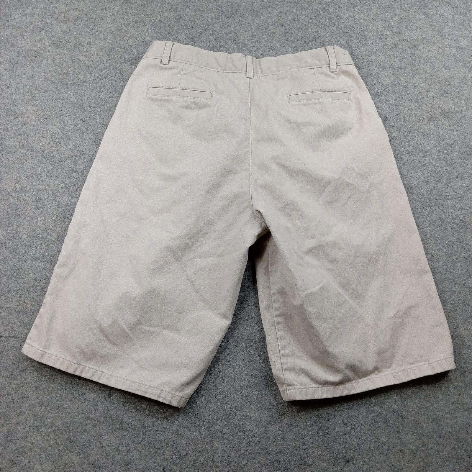 Nautica Shorts Boys 18 Beige School Uniform Twill Flat Front Chino Bermuda