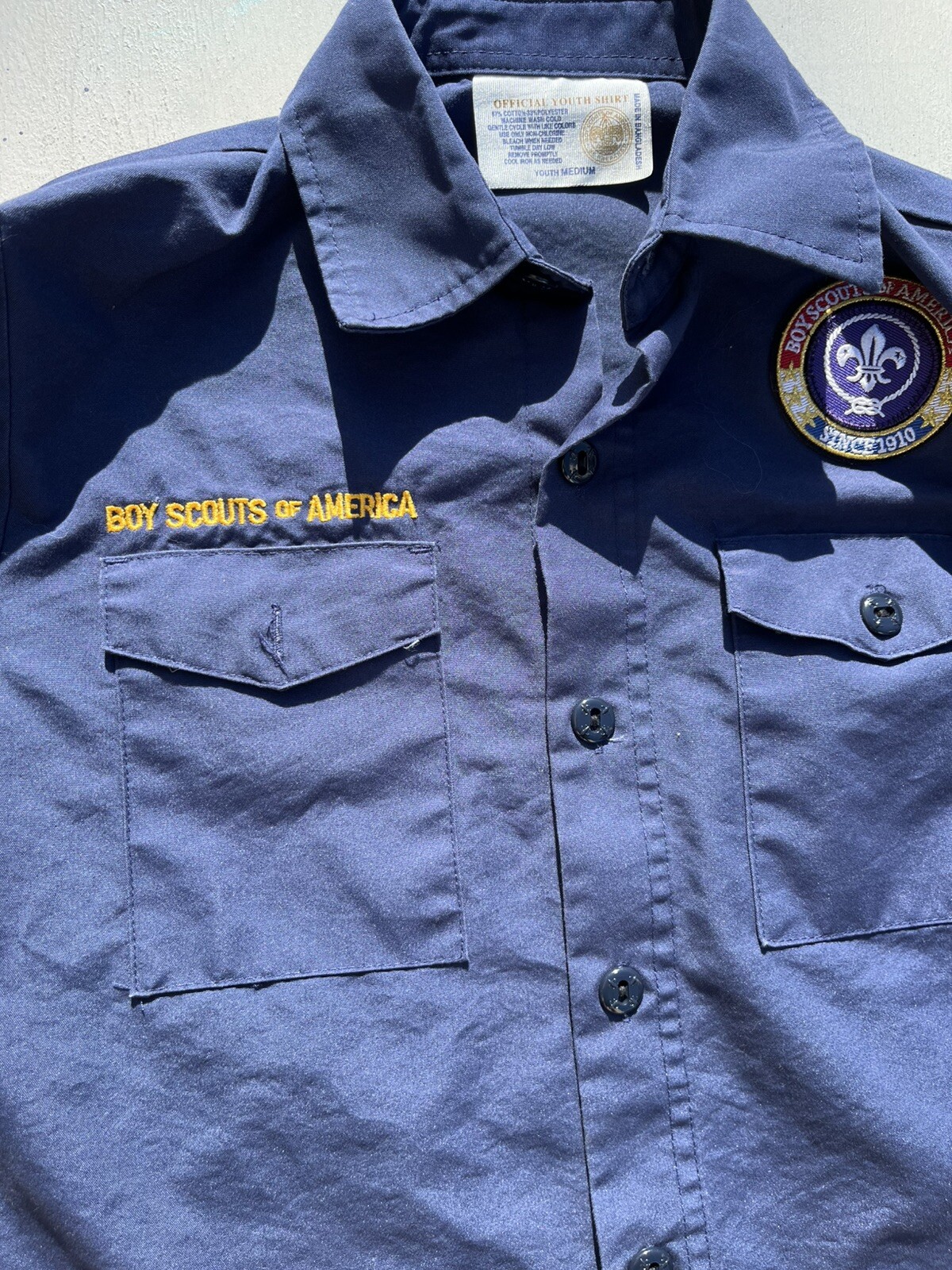 Kid’s Boy Scouts of America Shirt Navy Blue Uniform Official M Outdoor Camp