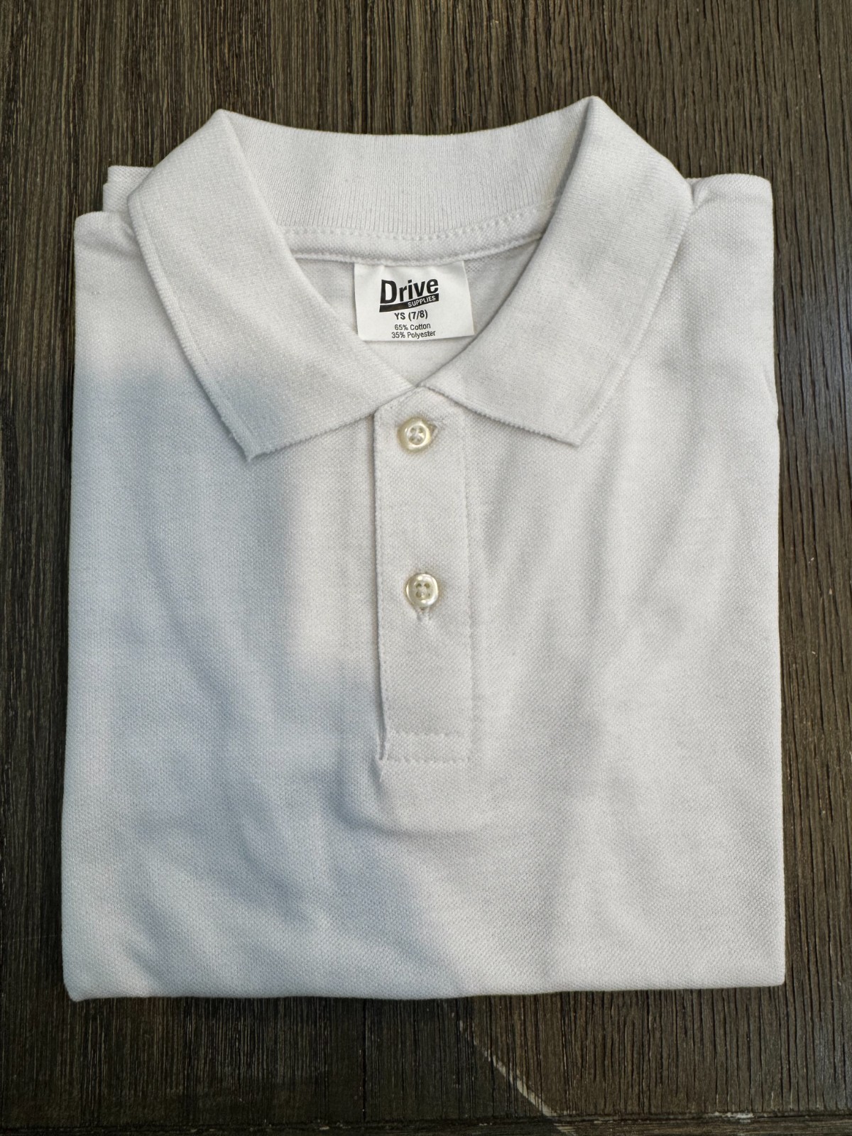 Drive Supplies Youth White School Uniform Polo Shirt Size 10/12 Poly Cotton
