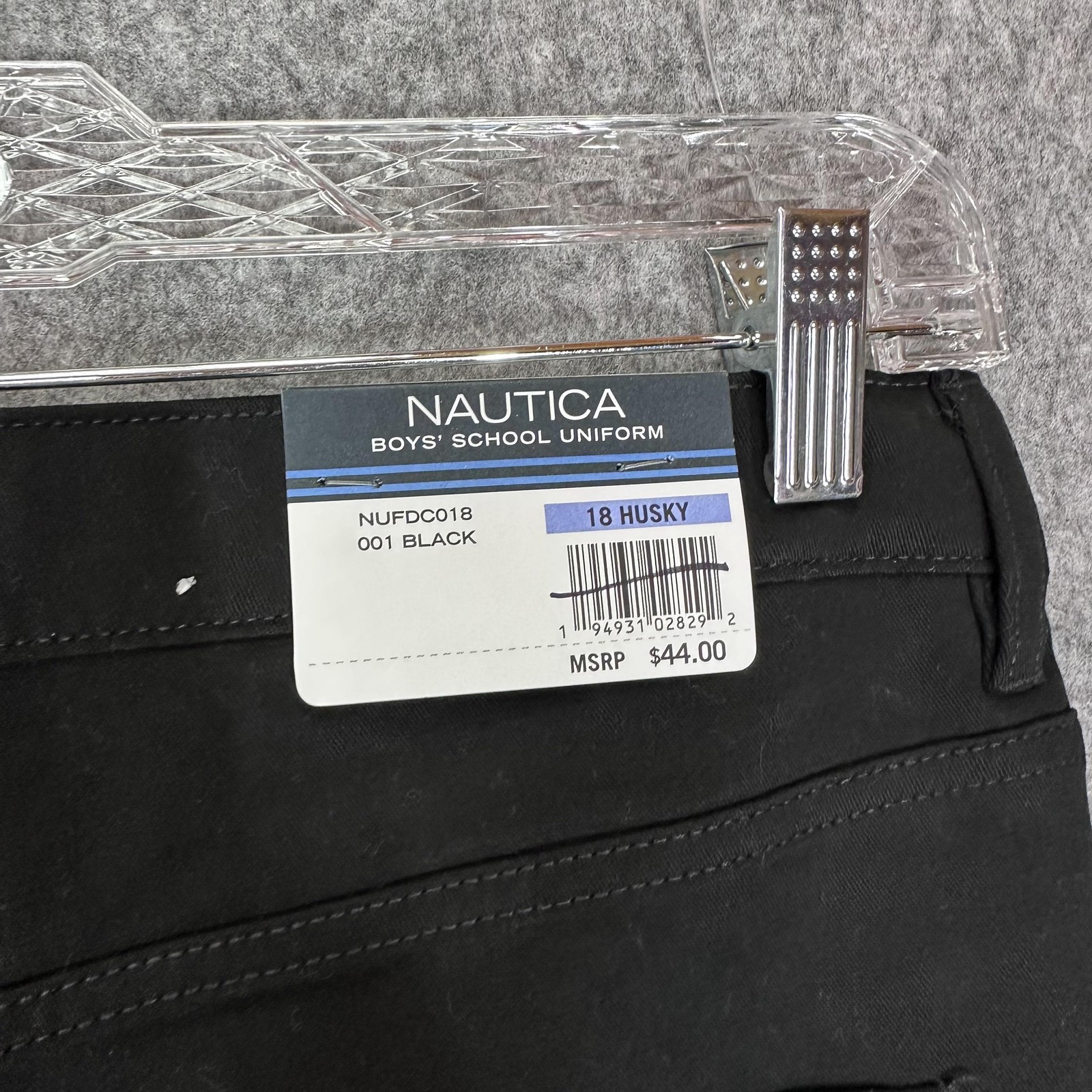 Nautica Pants Boys 18 Husky Black School Uniform Adjustable Waist Stretch
