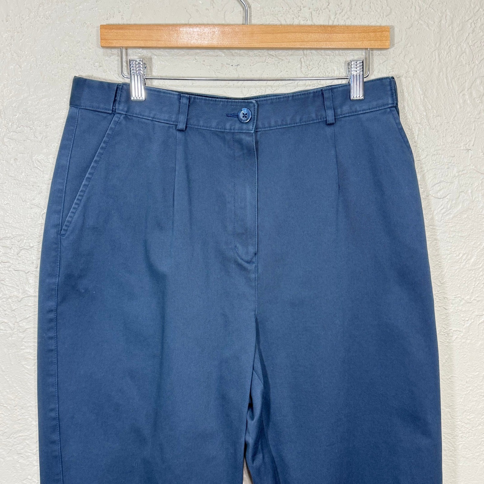 Vtg 90s LL Bean Youth Pants 14 Navy Chino School Uniform 100% Cotton Adjustable