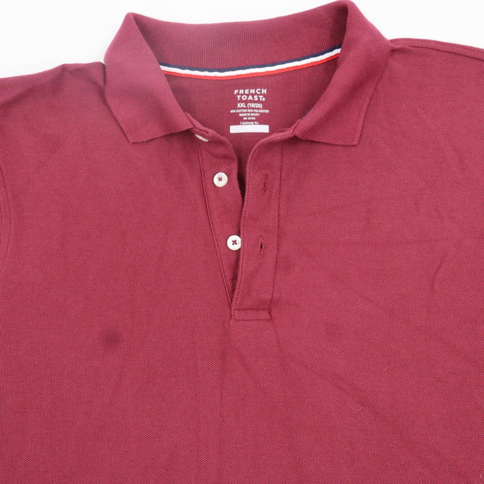 French Toast Kids Burgundy Short Sleeve Polo Shirt School Uniform XXL 18/20
