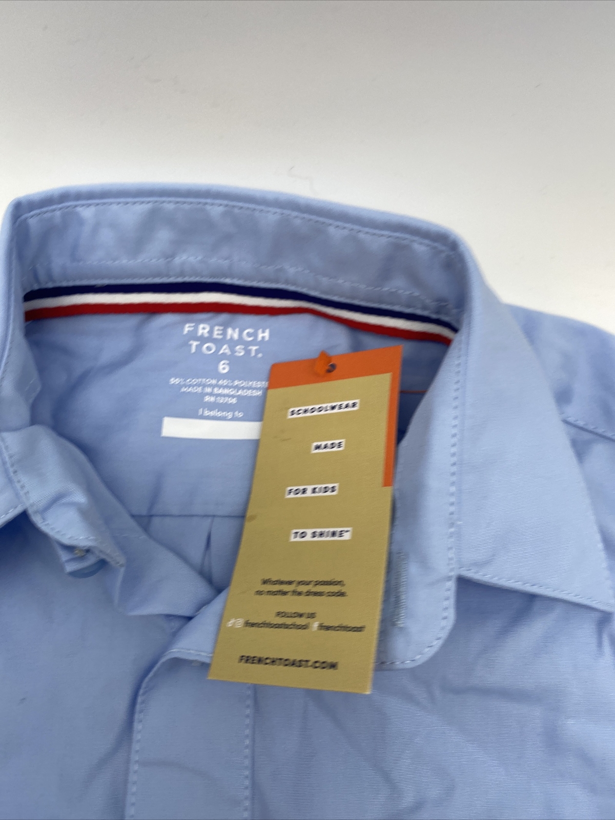 Boys French Toast Uniform/Casual Blue Long Sleeved Button Up Shirt Size 6