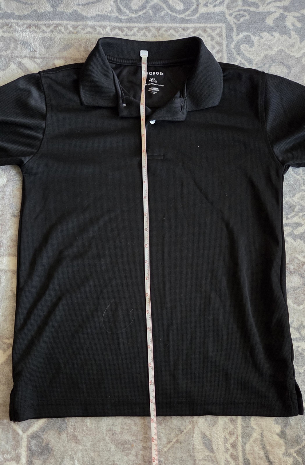 Lot Of Four (4) George Youth Size L 10-12 Polo Shirts 100% Polyester Black