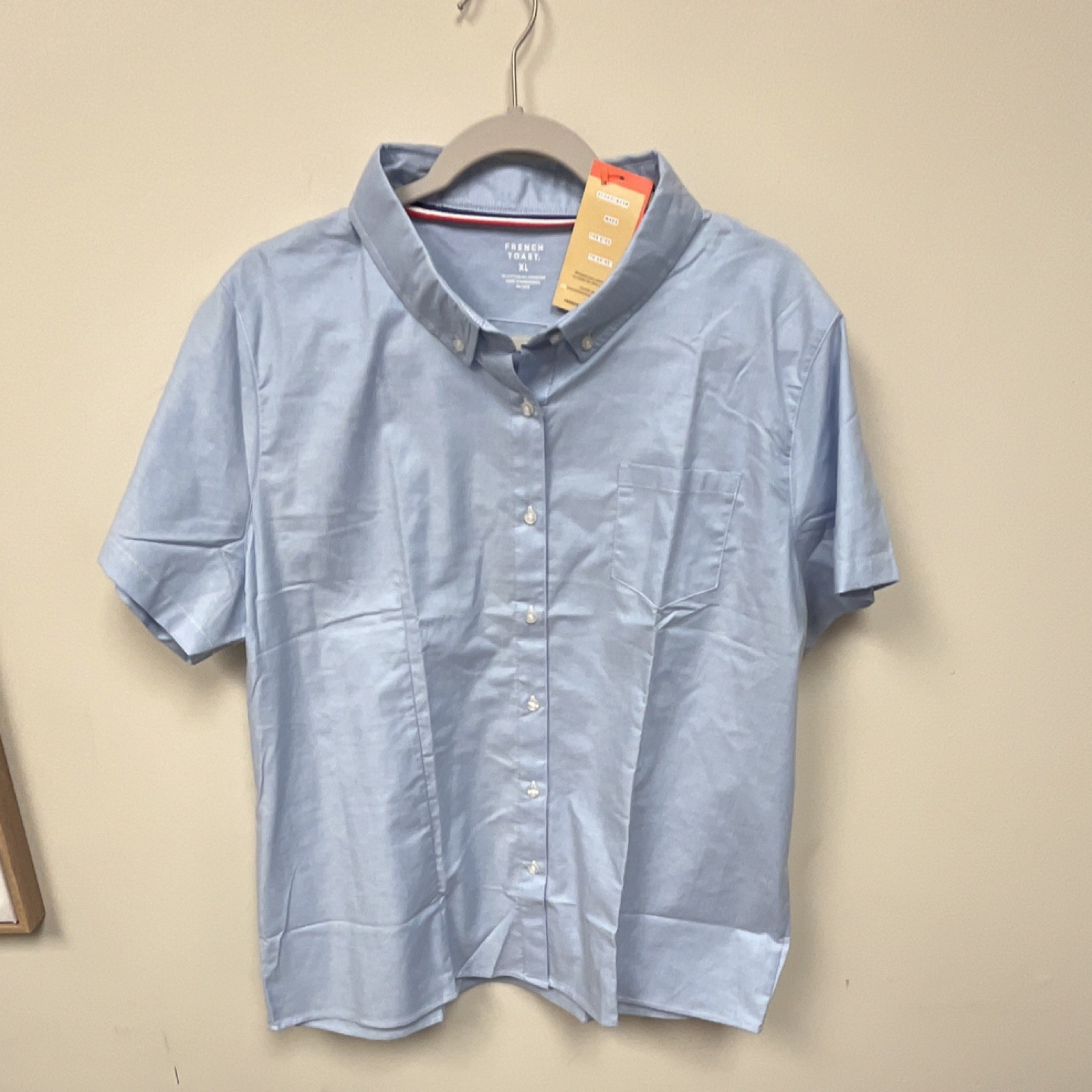 French Toast Boys Uniform Shirt Blue XL Short Sleeve Button-Up Button-Down