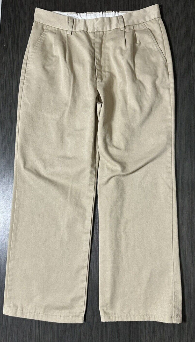 Preferred School Uniform Boys Pants Beige Pleated Front Size 14 Husky
