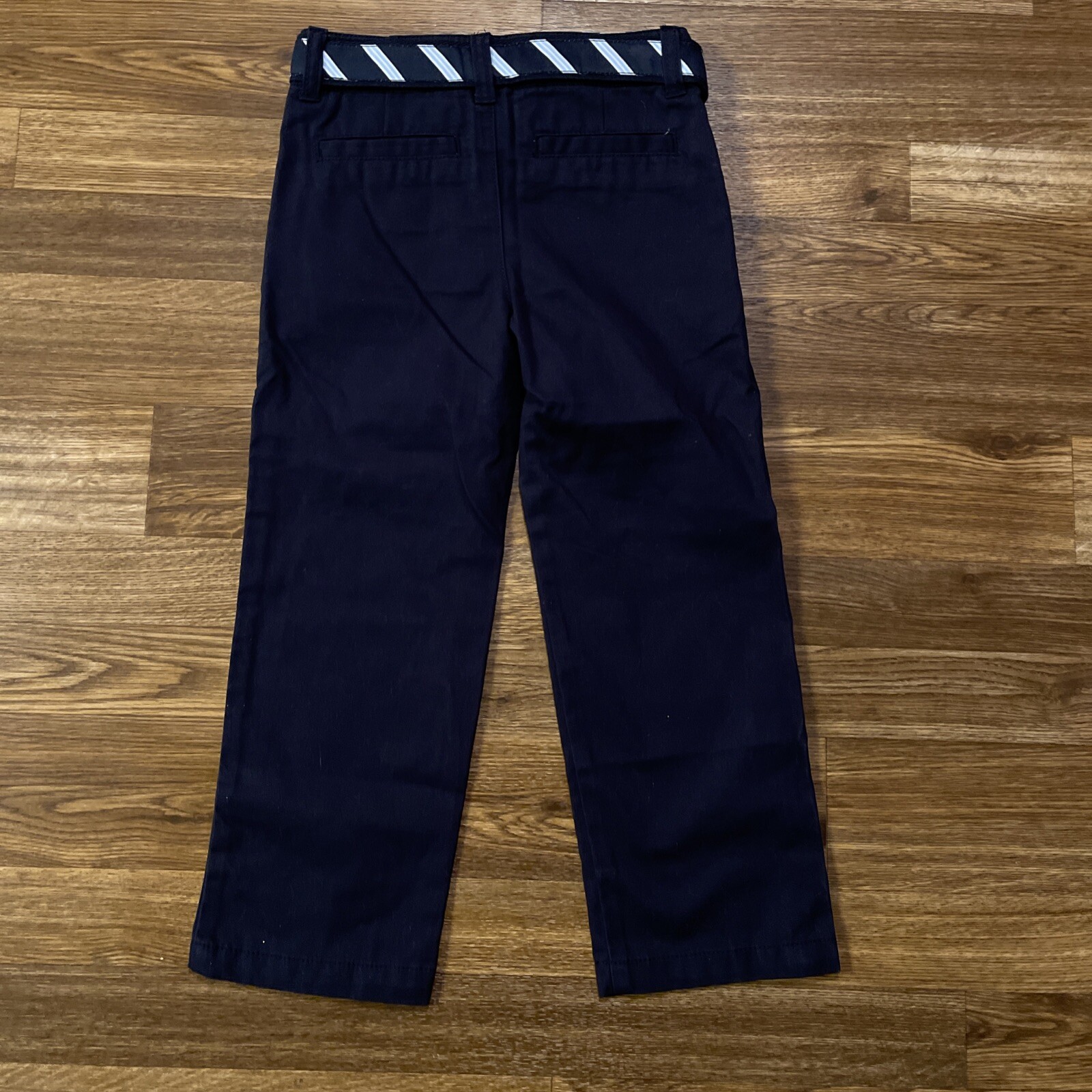 NWT-GYMBOREE Boys Navy Blue School Uniform Pants W/ Belt ADJ Waist SZ 4