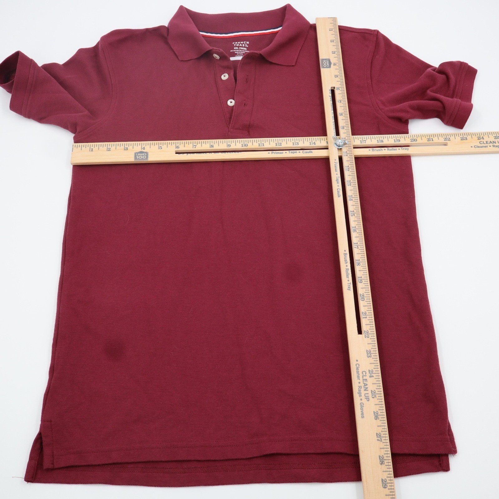 French Toast Kids Burgundy Short Sleeve Polo Shirt School Uniform XXL 18/20