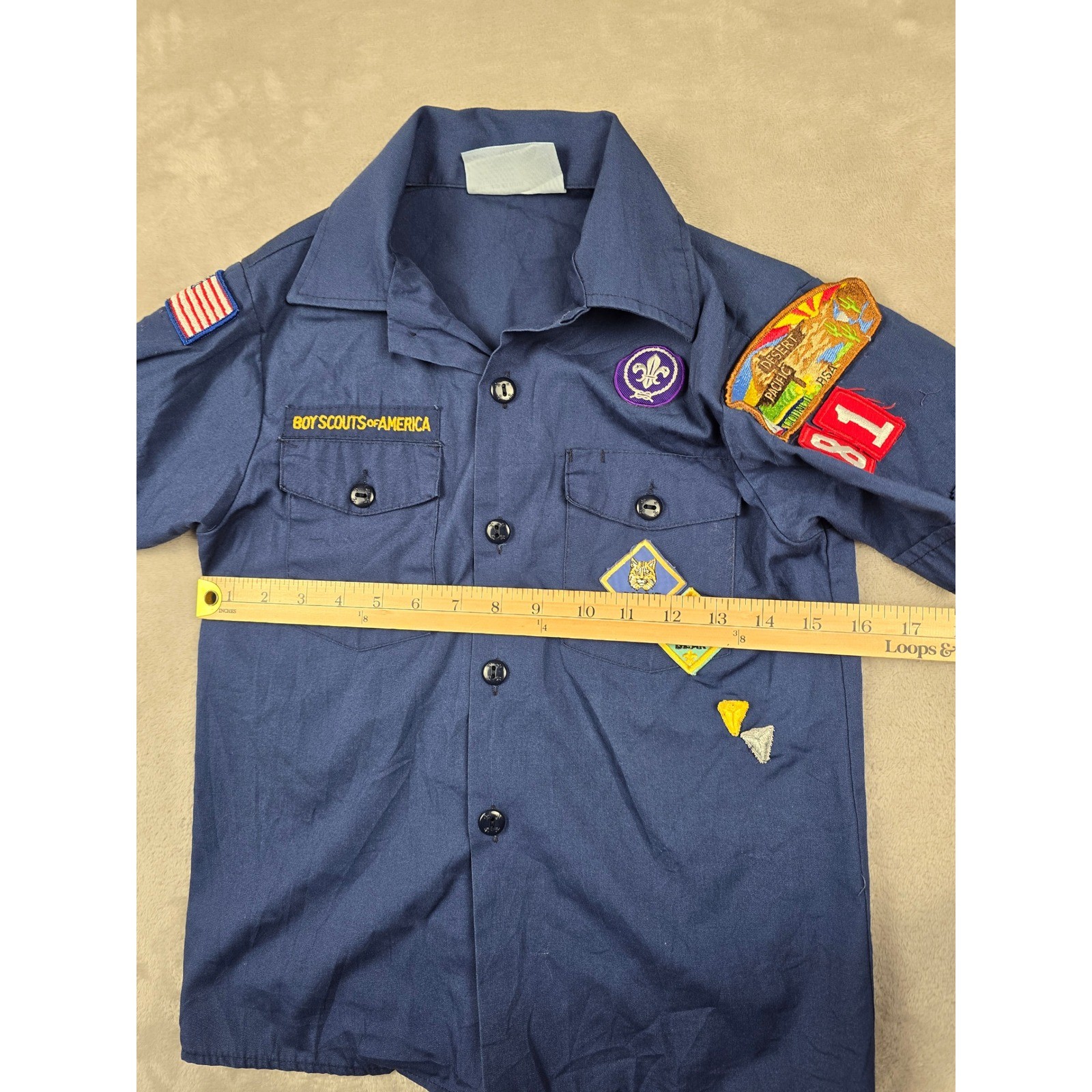 Boy Scouts of America Shirt Kids Youth M 10-12 Blue Patches USA Made Gorpcore