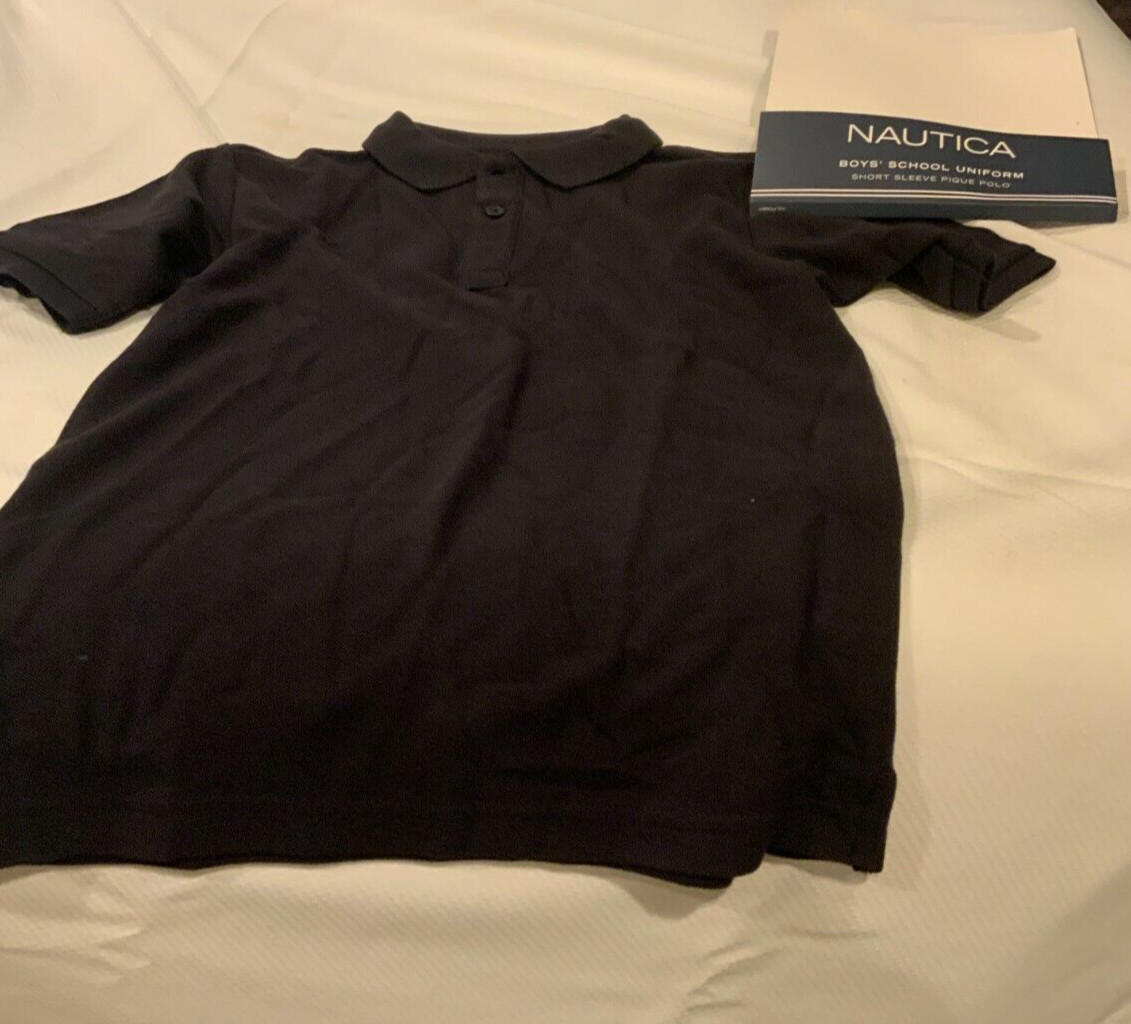 Nautica Boys’ School Uniform Pique Polo, Style#HCDPTC68477, Size M (10/12), Navy