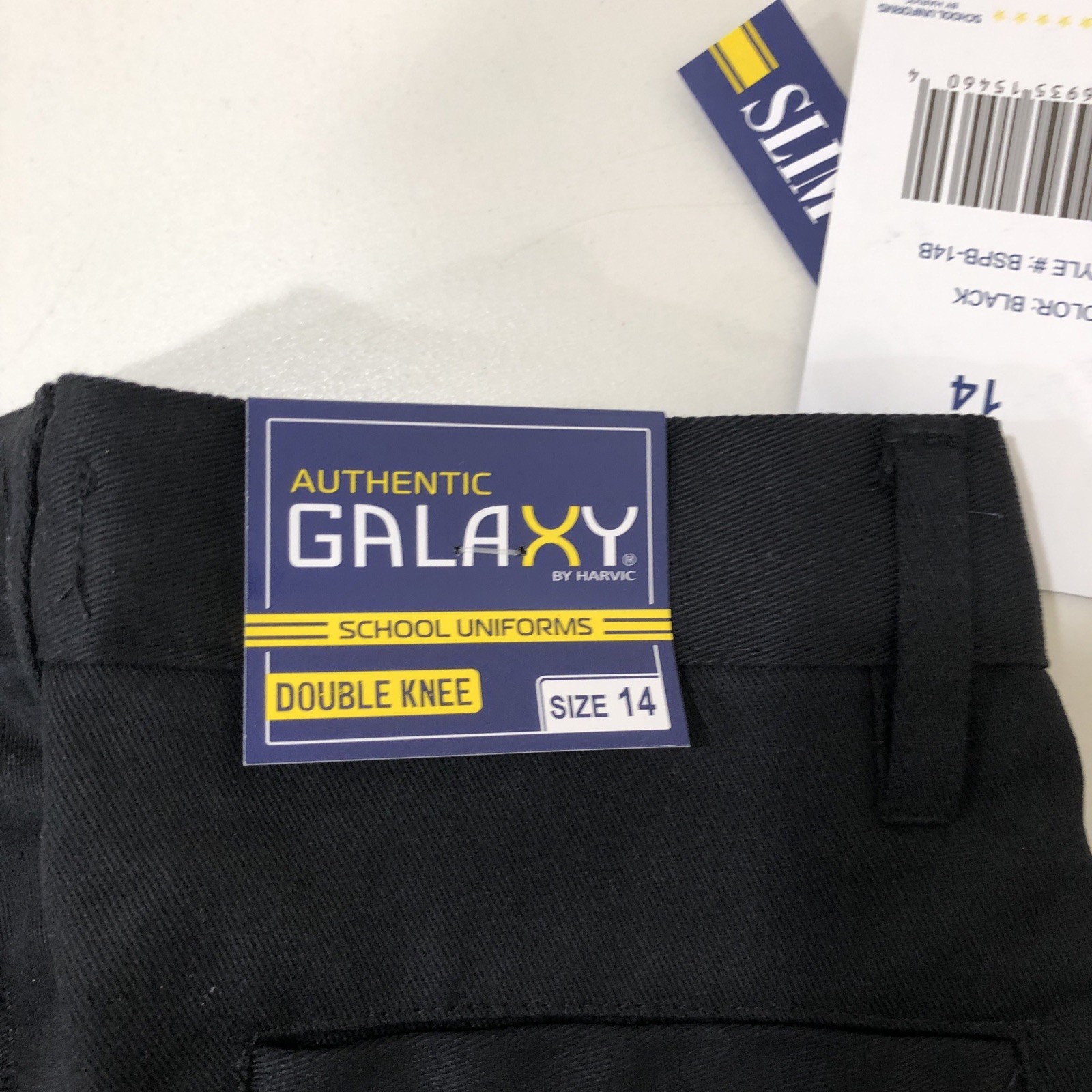 Galaxy Boys’ School Uniform Black Color Double Knee Pleated Pants Size 14