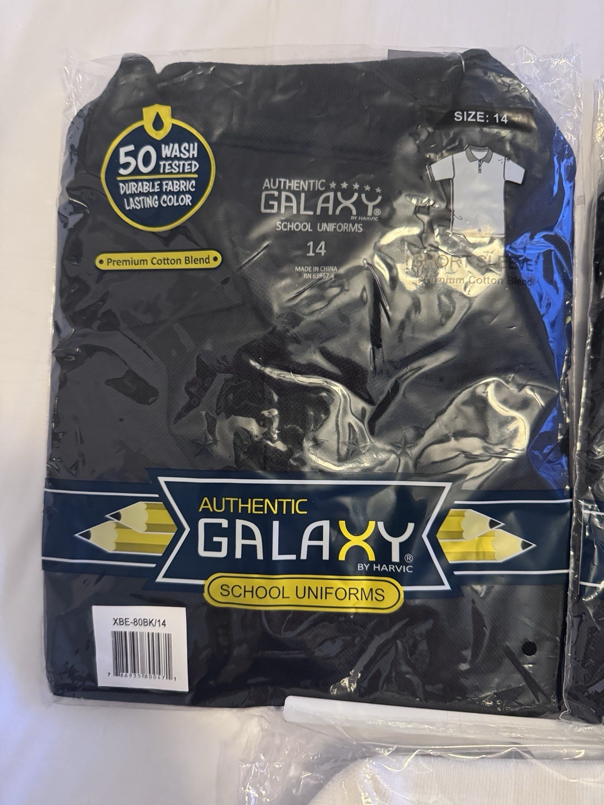 Galaxy by Harvic 2 Black & 1 White School Uniform Polo Shirt Size 14 Set of 3
