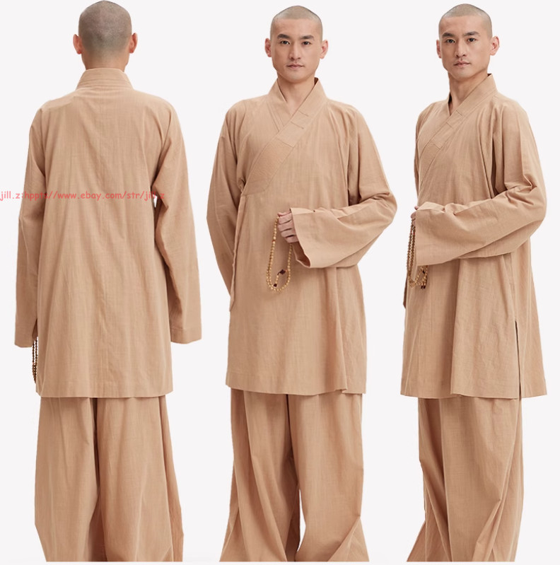 Buddhist Shaolin Monk Robe Full Set/Cotton Thin Kung Fu Suit Meditation Uniforms