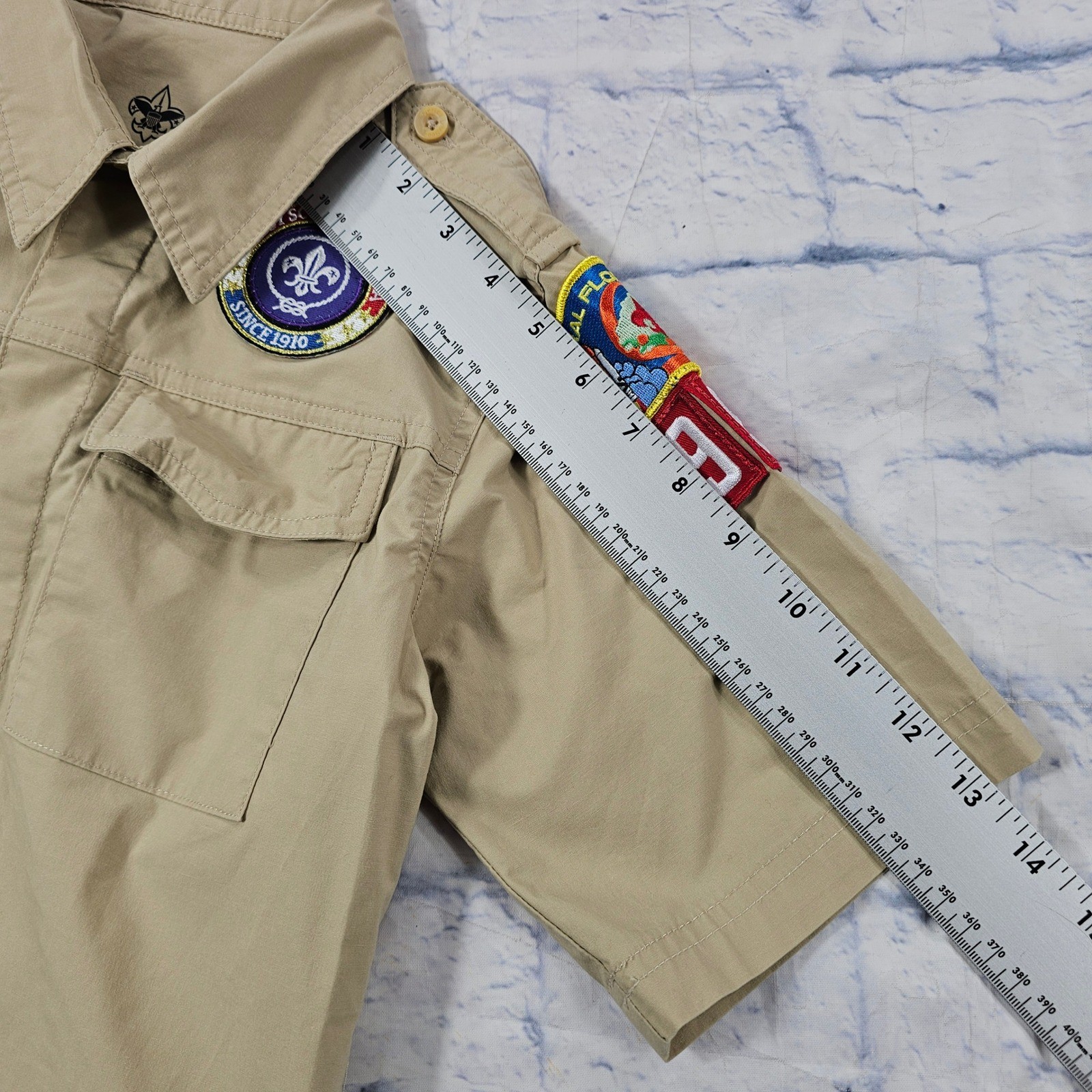 Boy Scouts of America Uniform Shirt Youth Medium Khaki BSA Short Sleeve Tactical