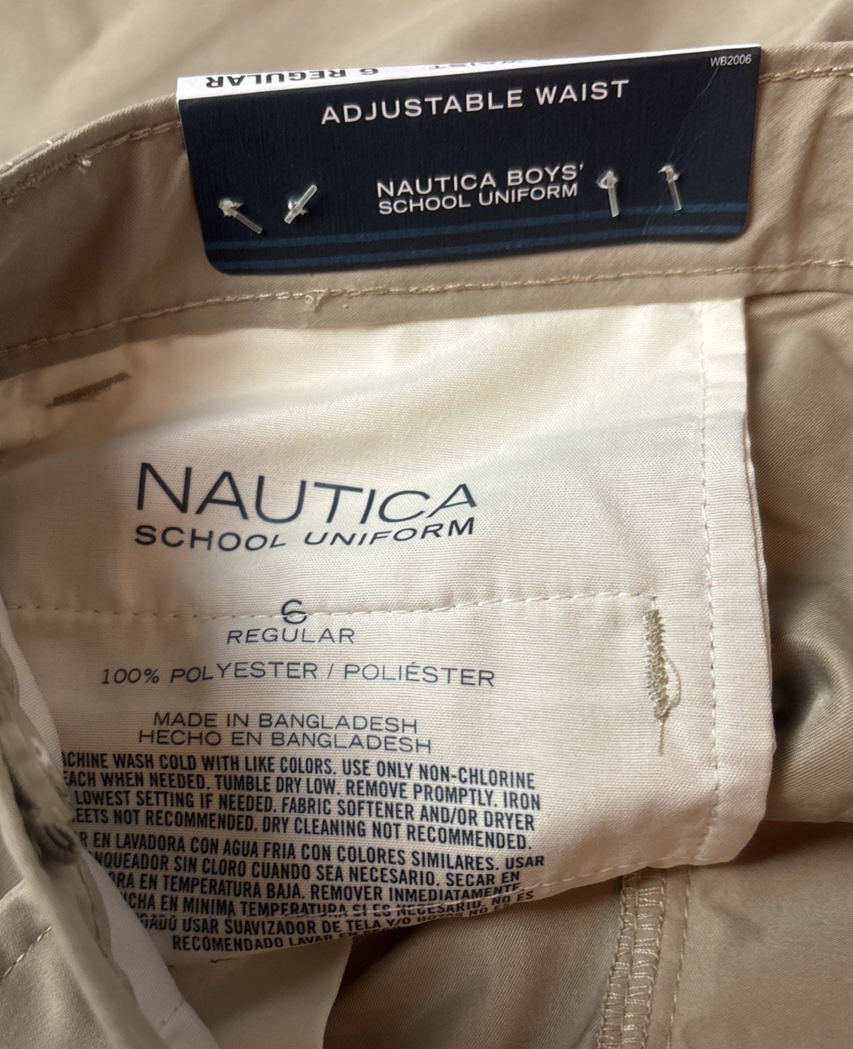 NEW Nautica Boys Khaki School Uniform Shorts Sz 6R Performance Wicking SPF 50+