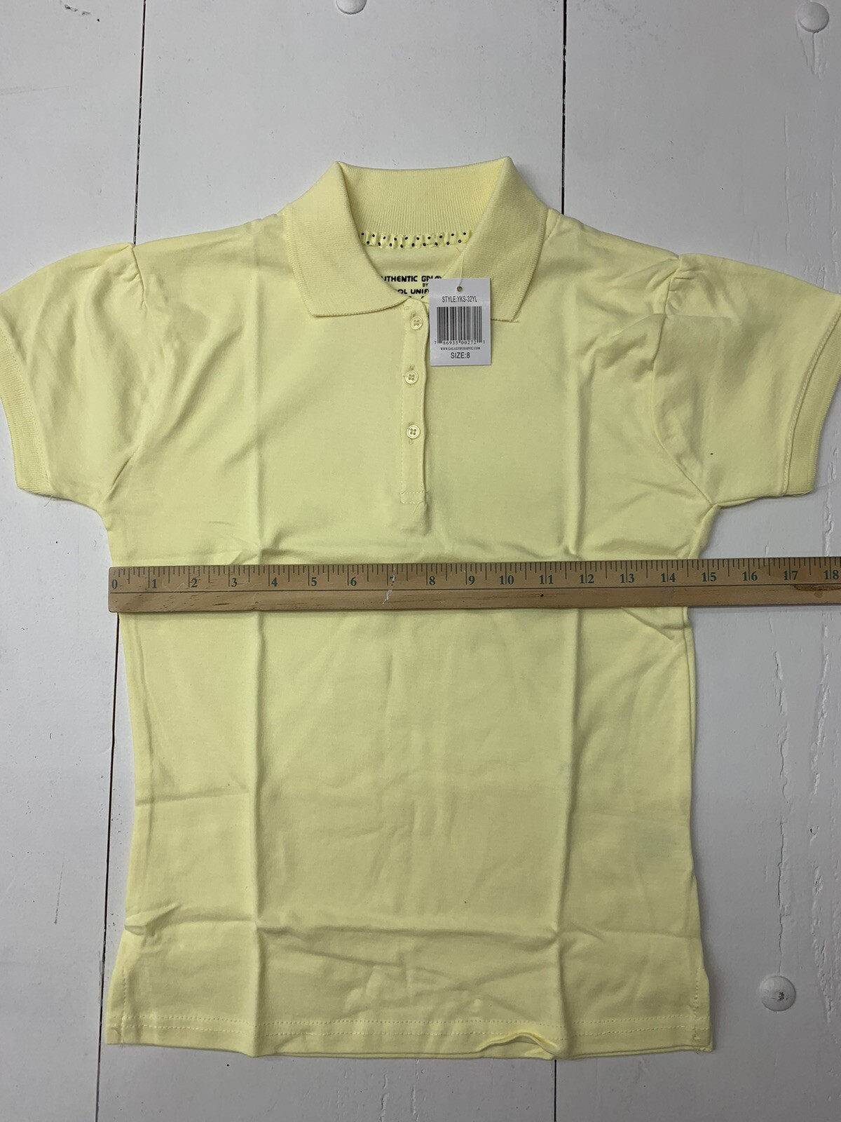 Galaxy Uniform Kids Light Yellow Short Sleeve Polo Shirt Size 8