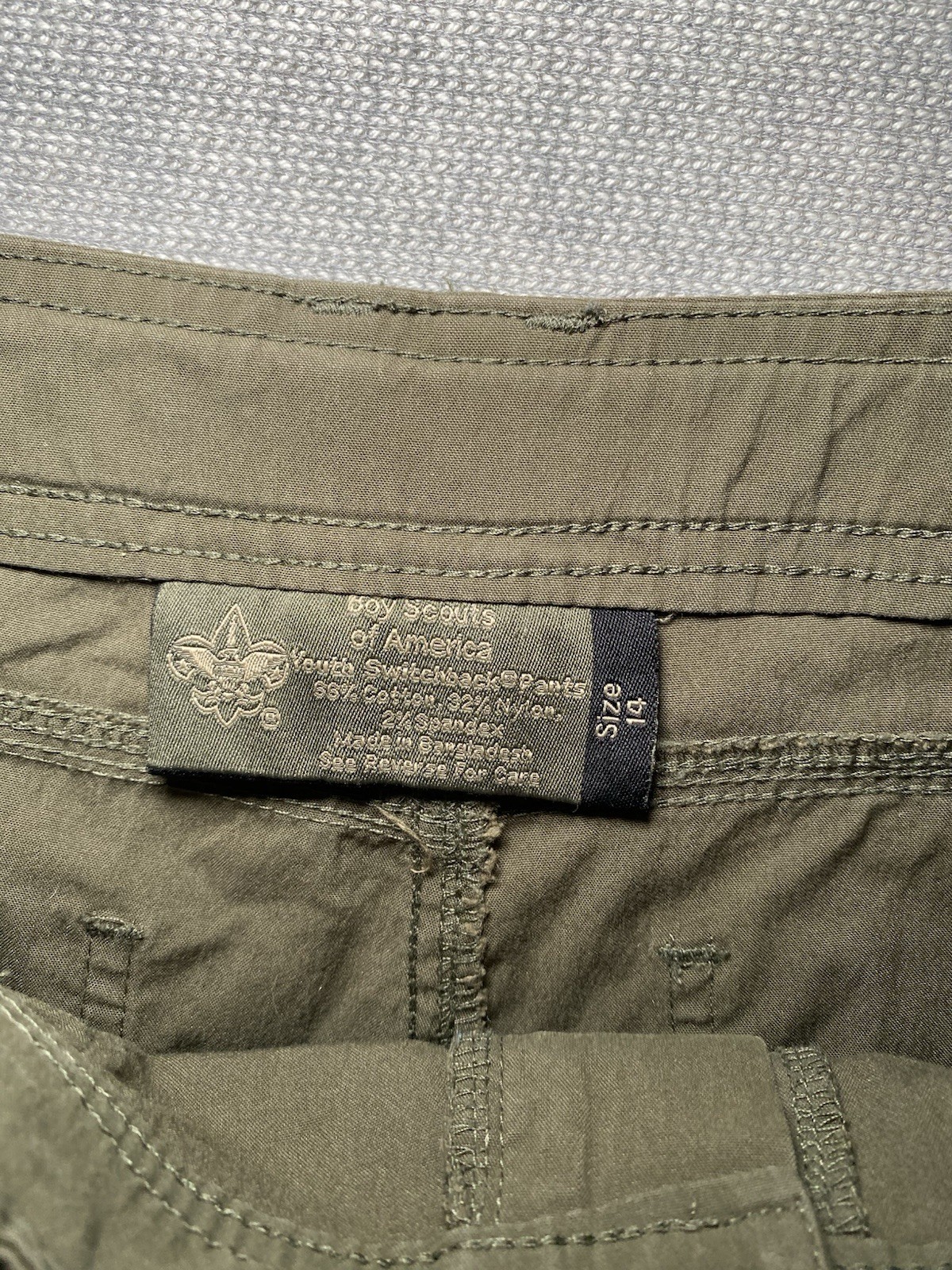 BSA Boy Scouts Uniform Switchback Convertible Pants Olive Green Size 14 Youth