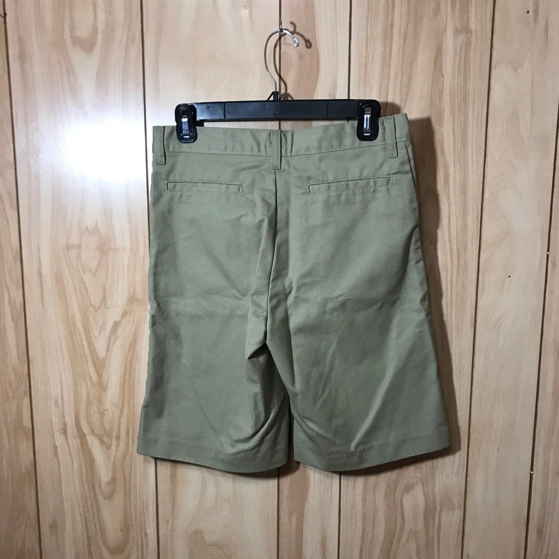 Dickies Khaki Uniform Flat Front Adjustable Waist Shorts Boys 16 Reg
