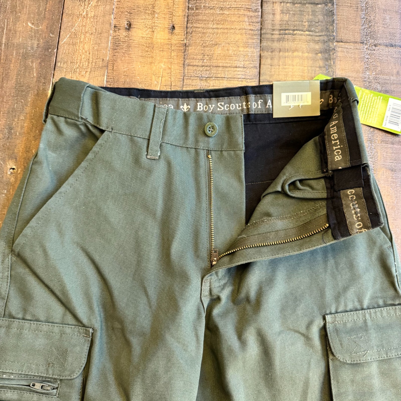 Boy Scouts Uniform Cargo Pant Youth 8 W25xL26 Green Convertible Shorts NWT