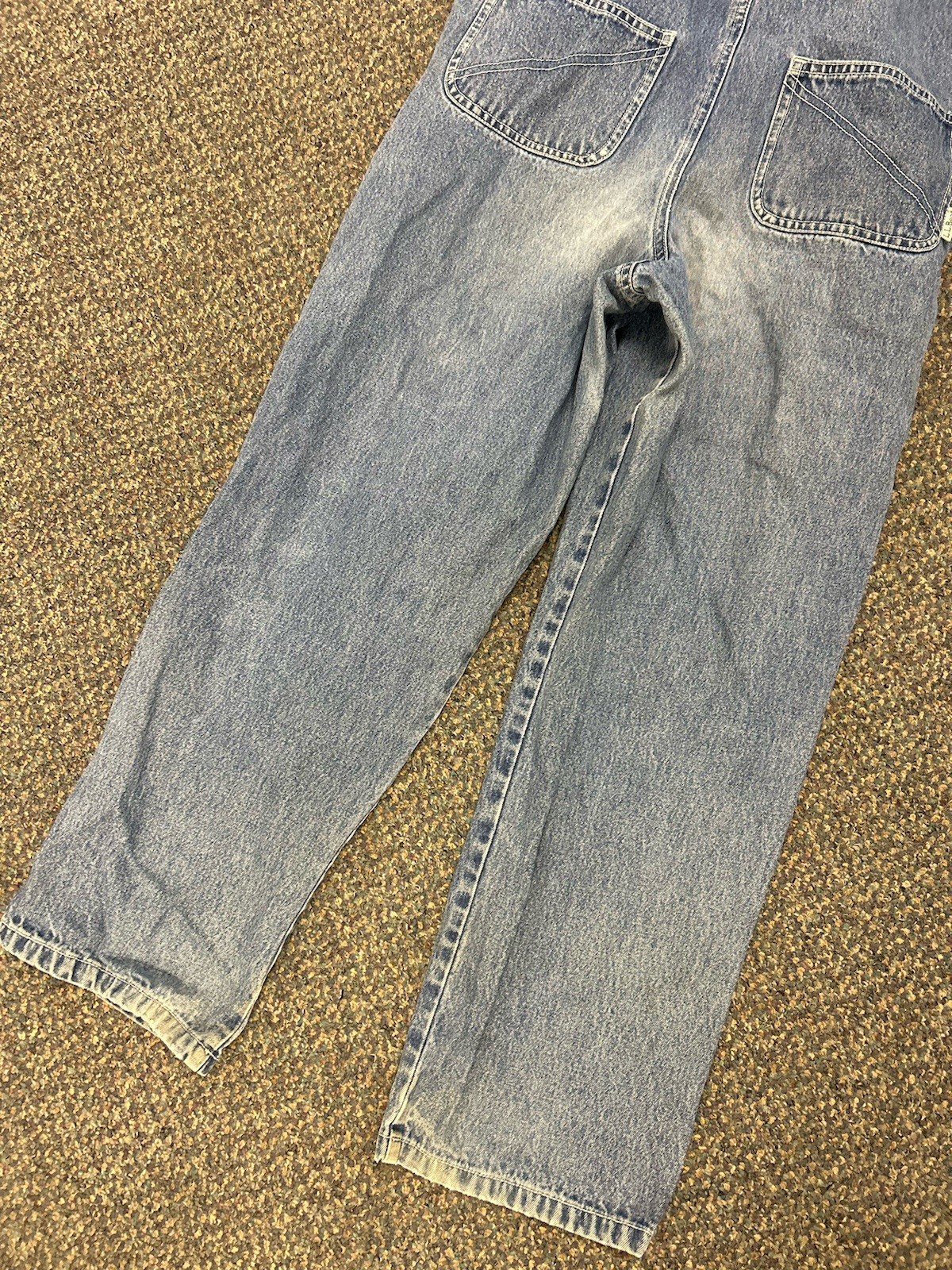 Vintage LL Bean Blue Denim Bib Overalls Youth Size Medium 100% Cotton Utility