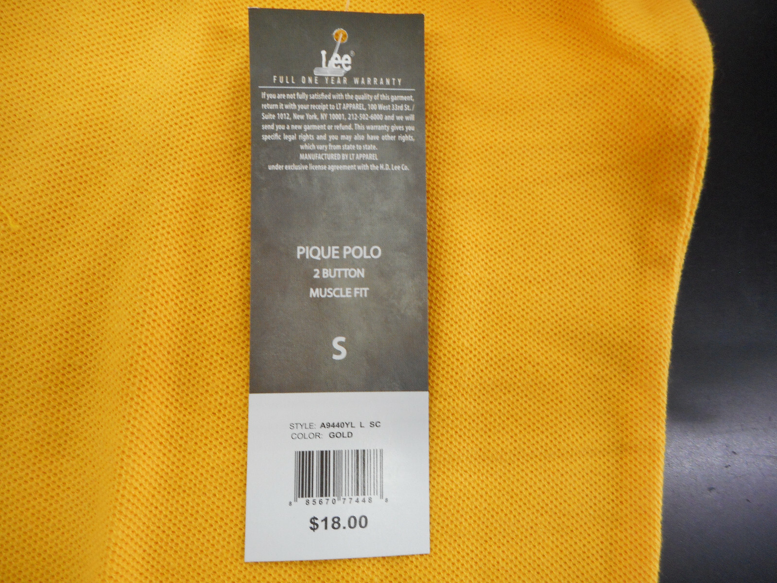 Boys Lee $18 Gold Short Sleeve Uniform/Casual Polo Shirt Sizes Small – XLarge